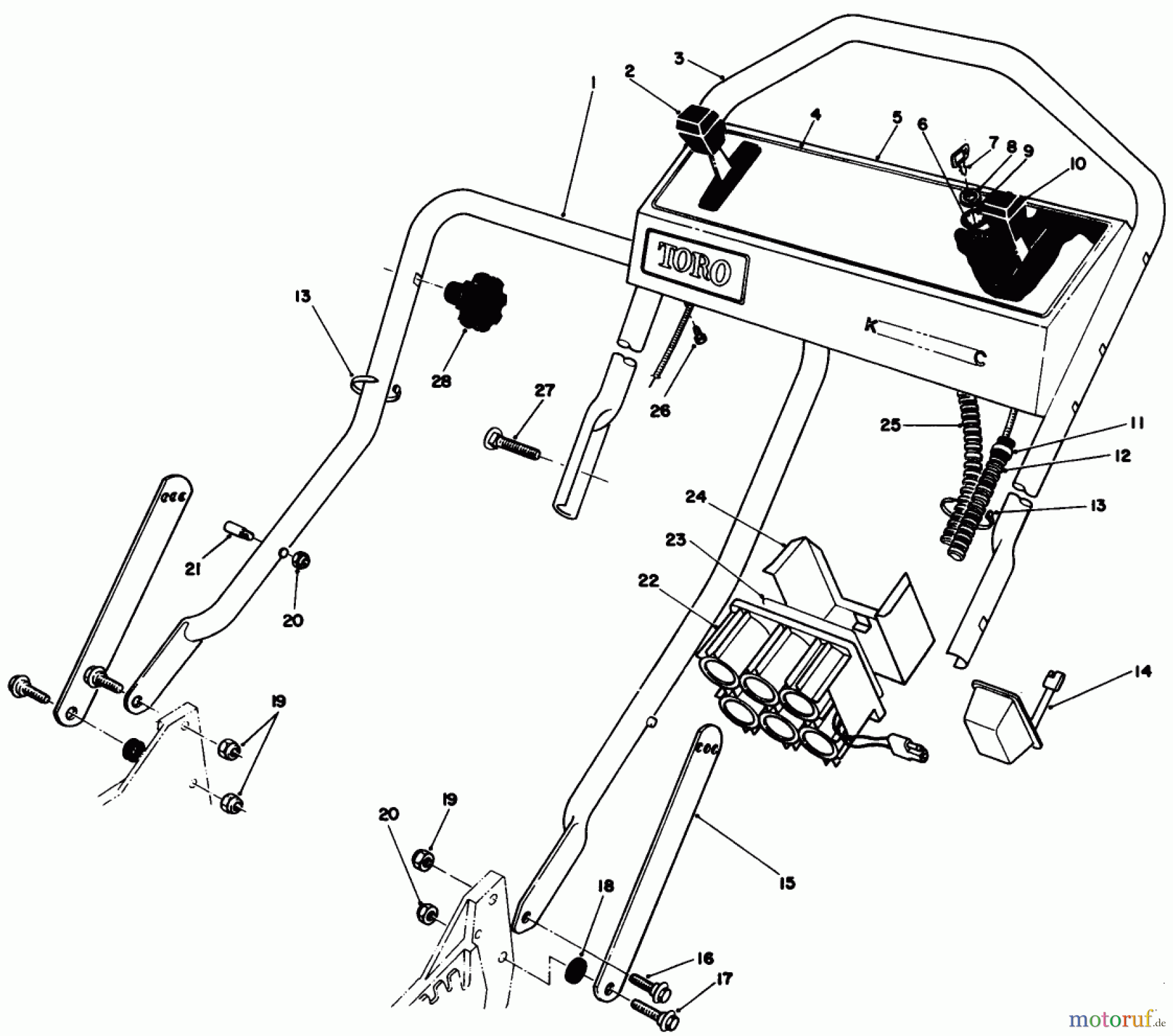 Toro Neu Mowers, Walk-Behind Seite 1 20671 - Toro Lawnmower, 1989 (9000001-9999999) HANDLE ASSEMBLY (SERIAL NO. 9000101-9005855)(9006400 & UP)