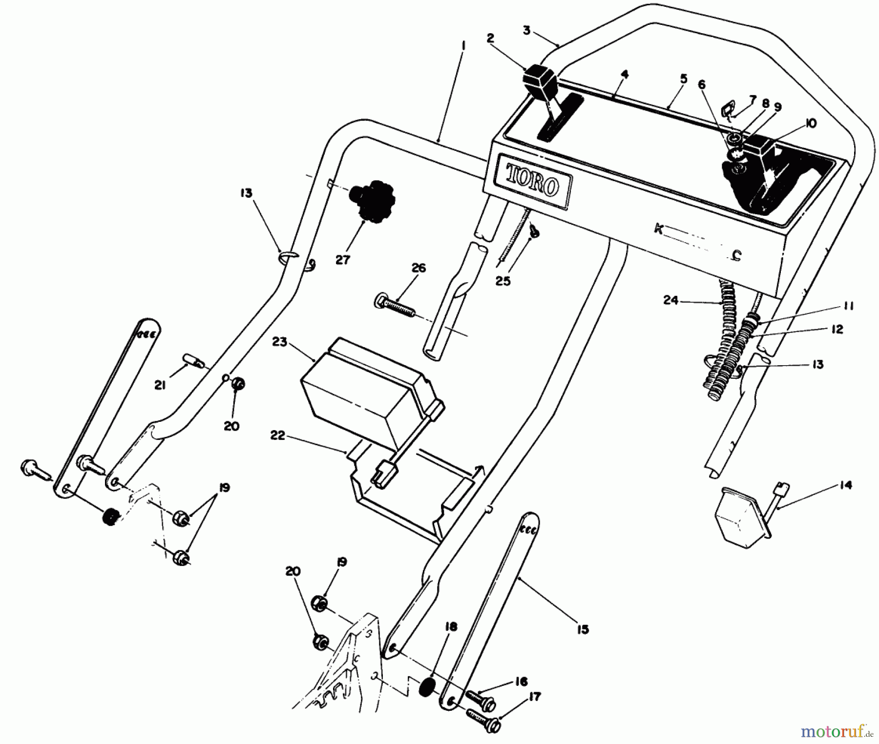 Toro Neu Mowers, Walk-Behind Seite 1 20671 - Toro Lawnmower, 1989 (9000001-9999999) HANDLE ASSEMBLY (SERIAL NO. 9005856 9006399)