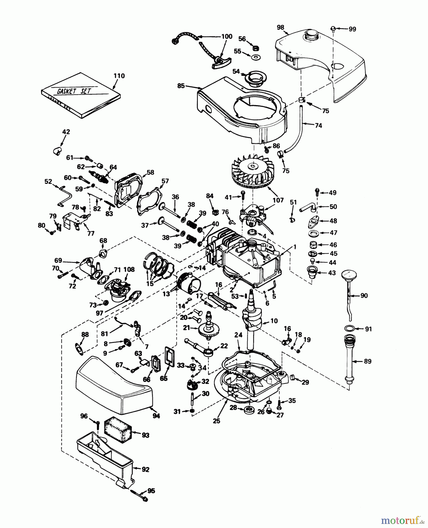 Toro Neu Mowers, Walk-Behind Seite 1 20673 - Toro Lawnmower, 1976 (6000001-6999999) ENGINE TECUMSEH MODEL NO. TNT 100-10046