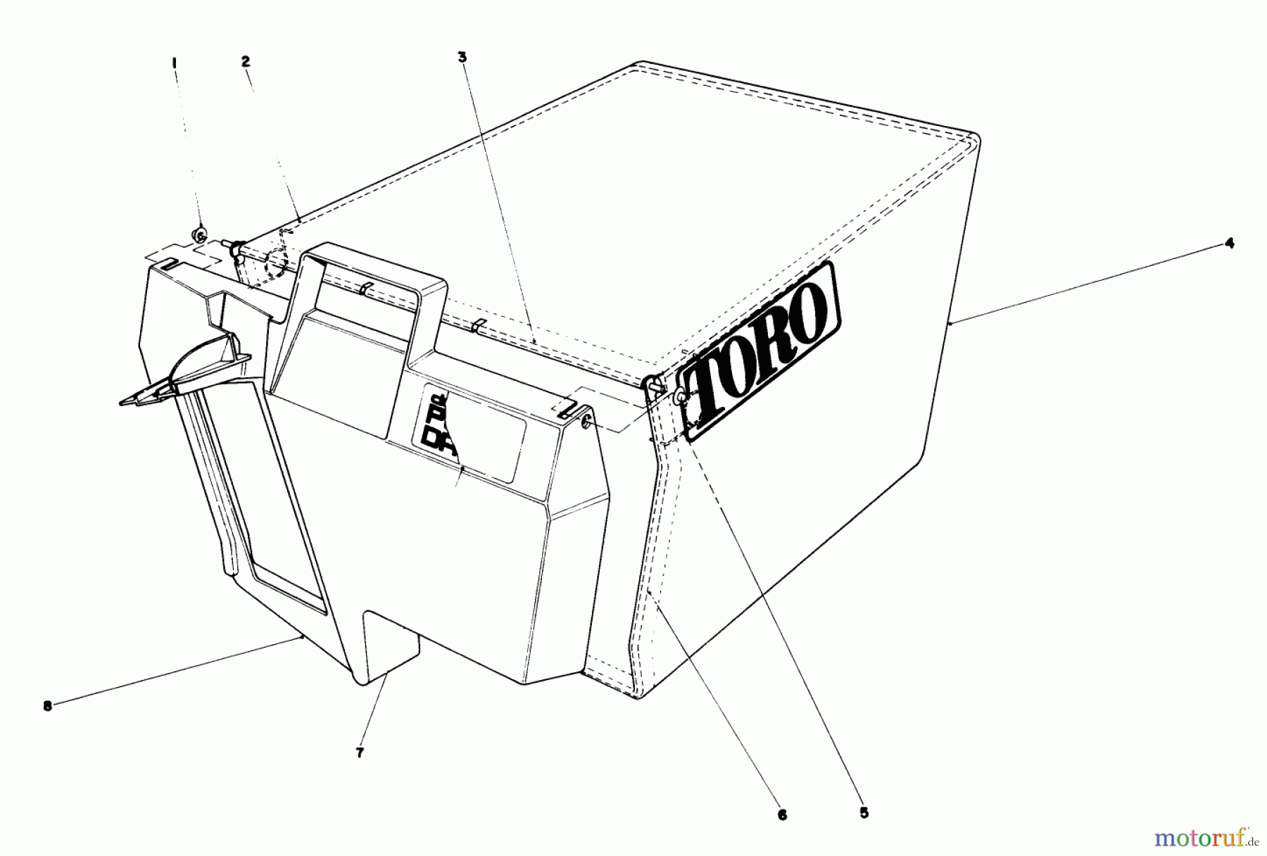 Toro Neu Mowers, Walk-Behind Seite 1 20675 - Toro Lawnmower, 1986 (6000001-6999999) GRASS BAG ASSEMBLY NO. 11-0189
