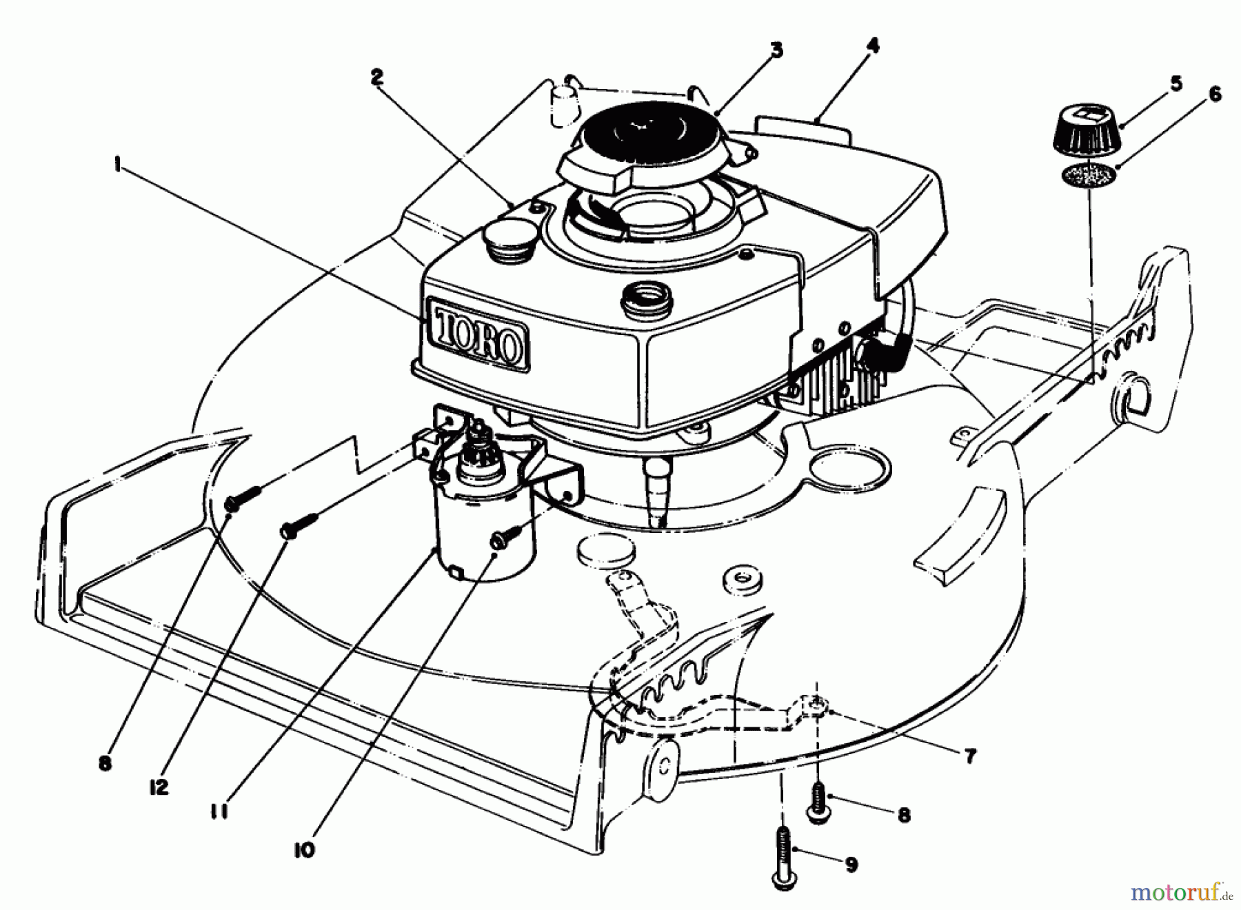 Toro Neu Mowers, Walk-Behind Seite 1 20676 - Toro Lawnmower, 1984 (4000001-4999999) ENGINE ASSEMBLY