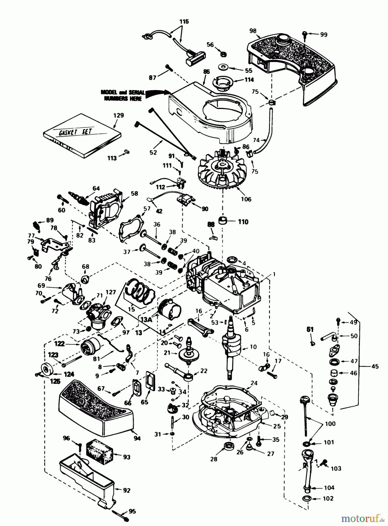 Toro Neu Mowers, Walk-Behind Seite 1 20676 - Toro Lawnmower, 1985 (5000001-5999999) ENGINE TECUMSEH MODEL NO. TNT 100-10095E