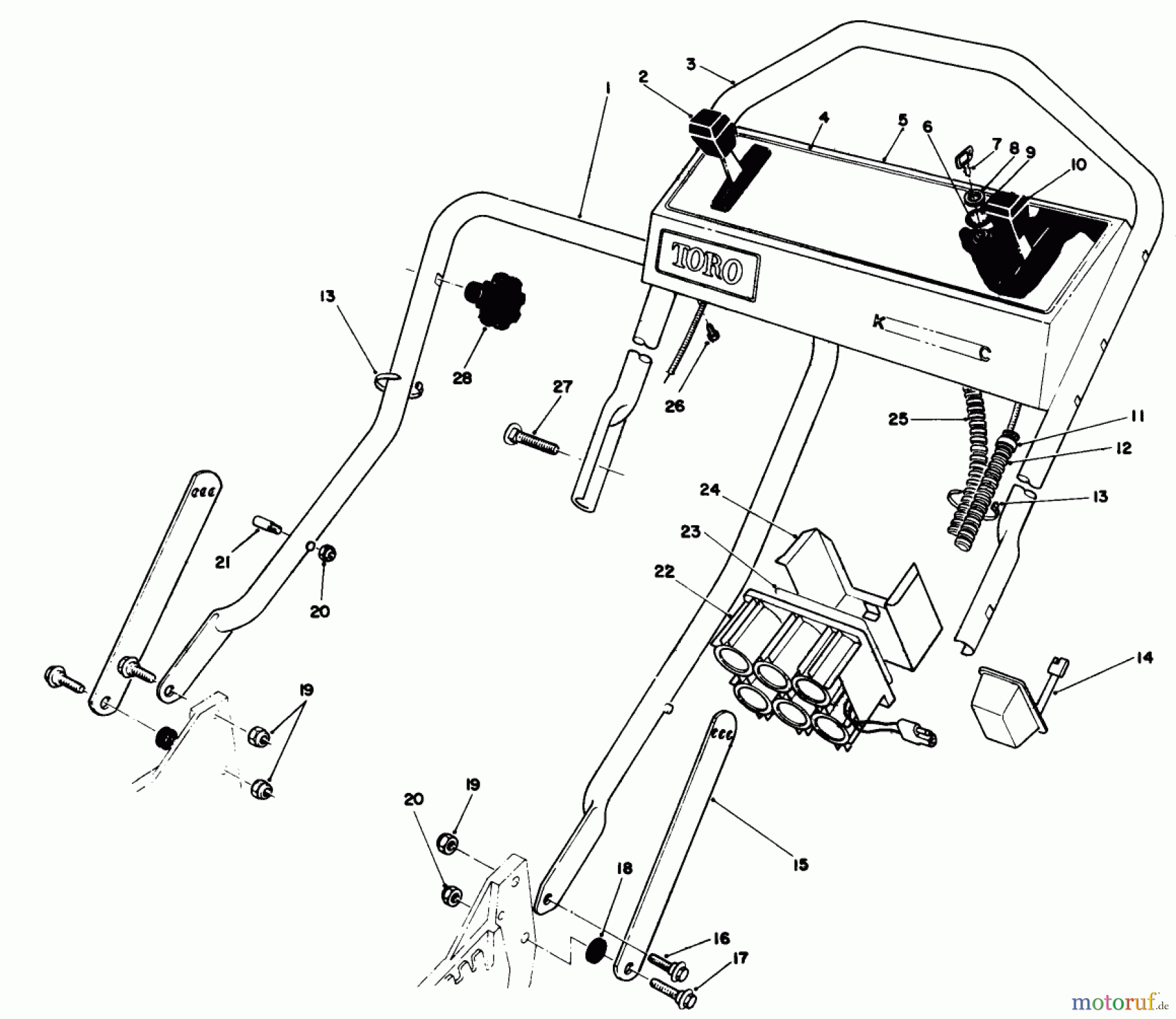 Toro Neu Mowers, Walk-Behind Seite 1 20677 - Toro Lawnmower, 1990 (0000001-0002101) HANDLE ASSEMBLY