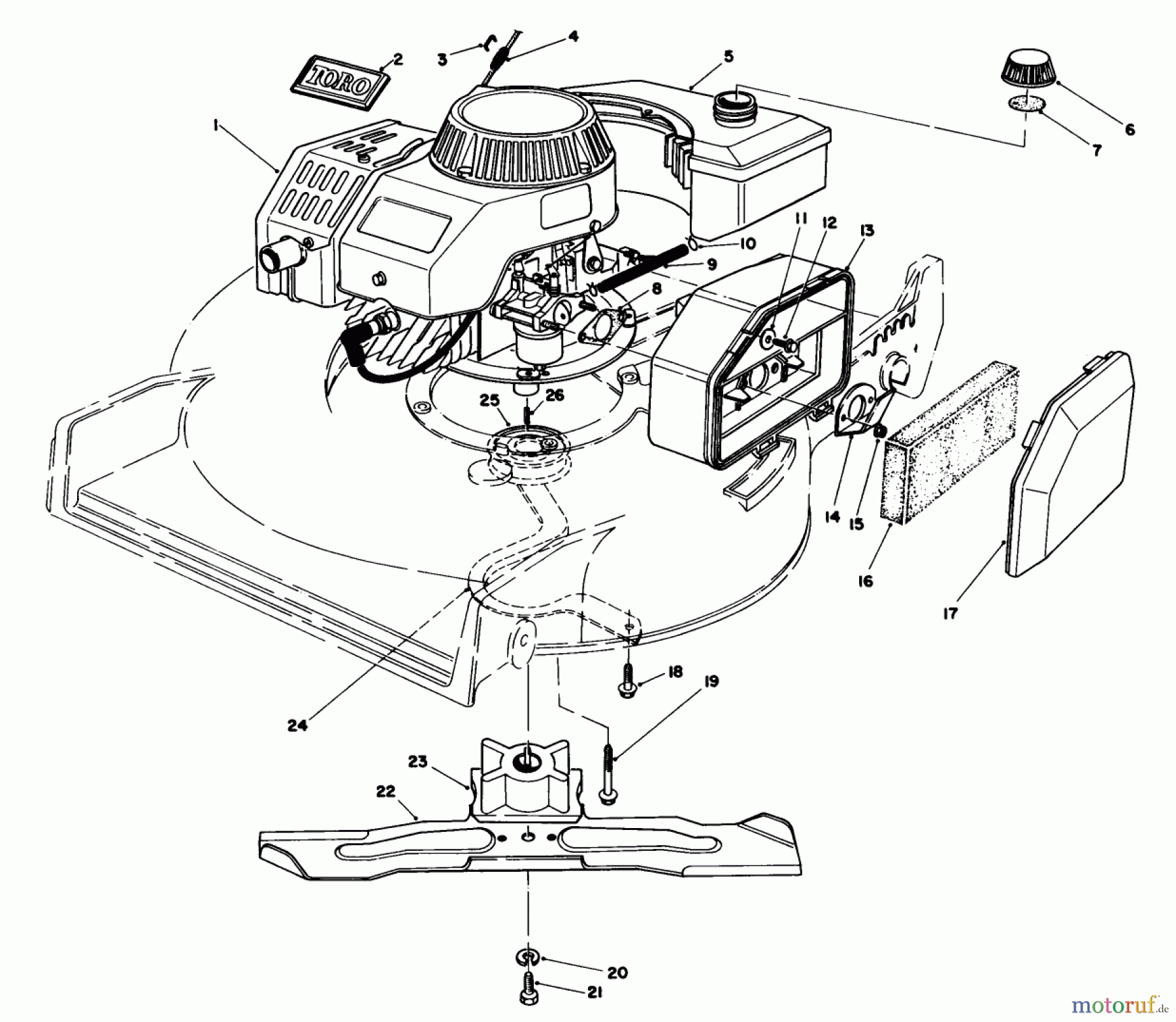 Toro Neu Mowers, Walk-Behind Seite 1 20680 - Toro Lawnmower, 1985 (5000001-5999999) ENGINE ASSEMBLY