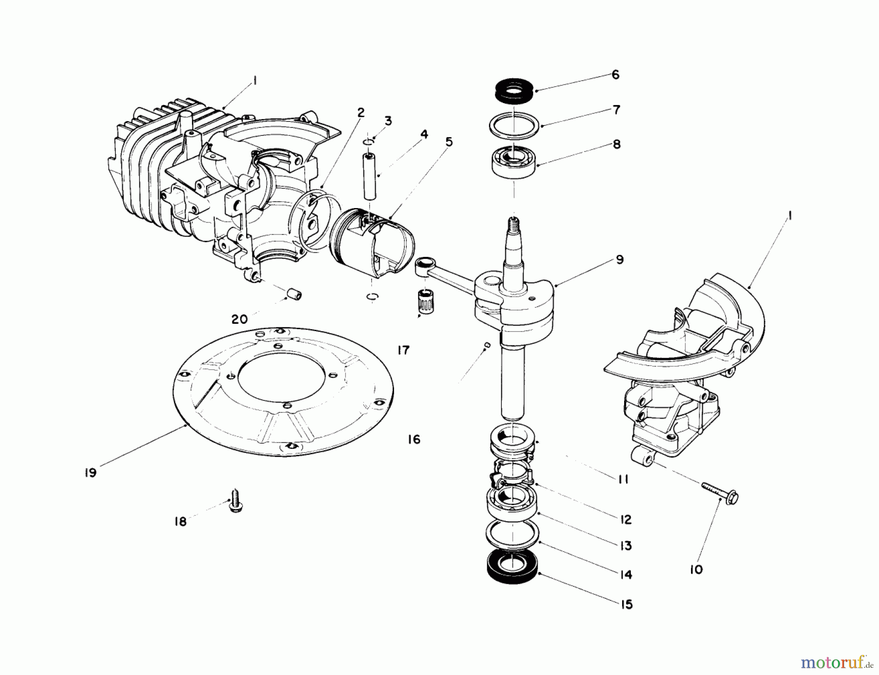 Toro Neu Mowers, Walk-Behind Seite 1 20680 - Toro Lawnmower, 1990 (0000001-0999999) CRANKSHAFT ASSEMBLY (MODEL NO. 47PK9-1)