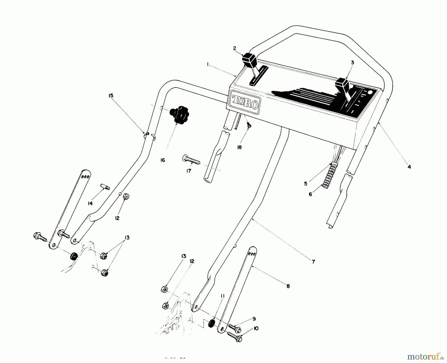 Toro Neu Mowers, Walk-Behind Seite 1 20680 - Toro Lawnmower, 1990 (0000001-0999999) HANDLE ASSEMBLY