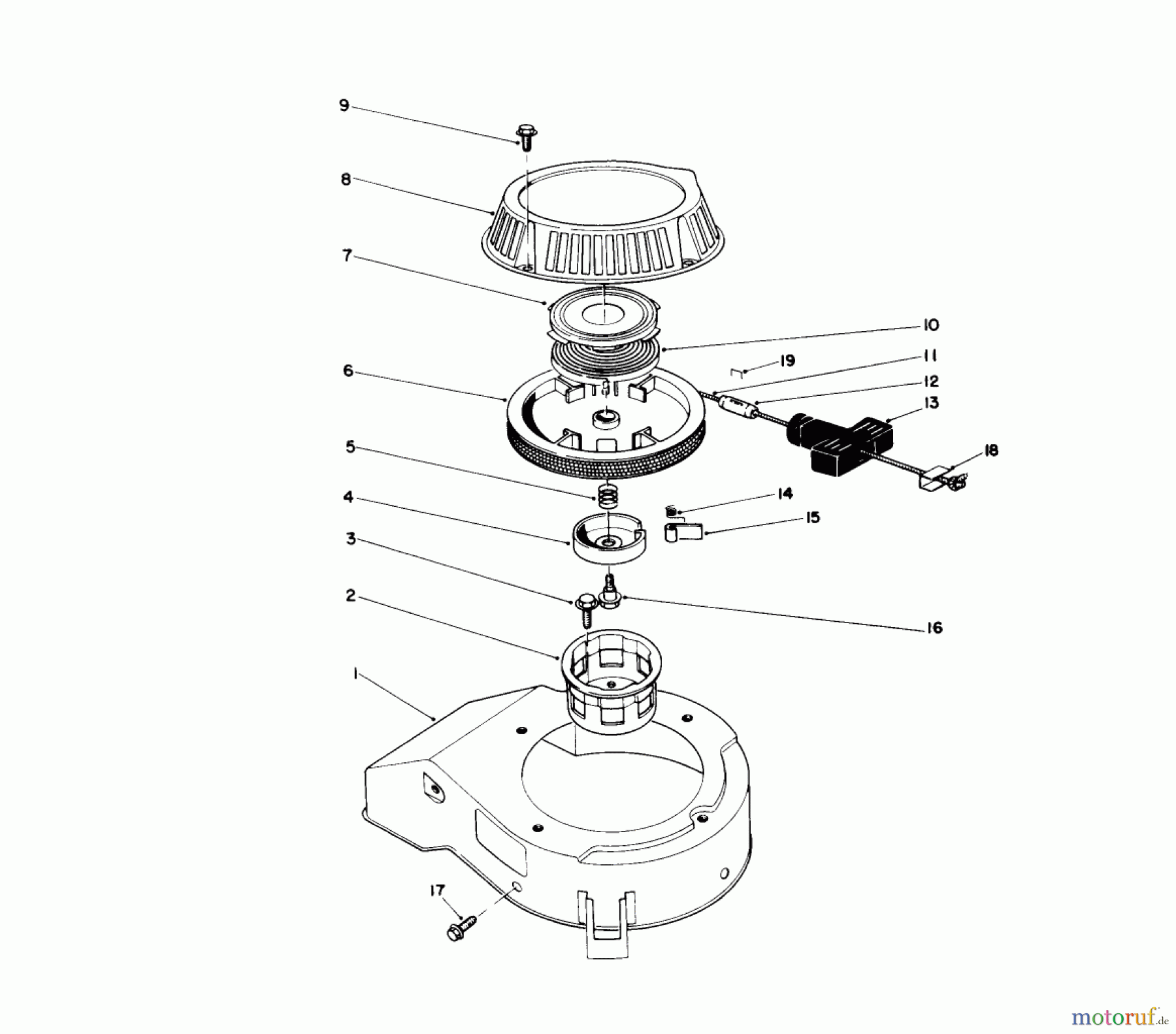 Toro Neu Mowers, Walk-Behind Seite 1 20680 - Toro Lawnmower, 1990 (0000001-0999999) RECOIL ASSEMBLY (MODEL NO. 47PK9-1)