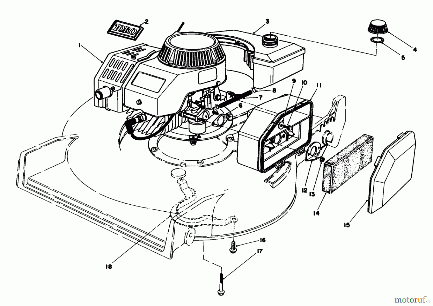 Toro Neu Mowers, Walk-Behind Seite 1 20684 - Toro Lawnmower, 1984 (4000001-4999999) ENGINE ASSEMBLY