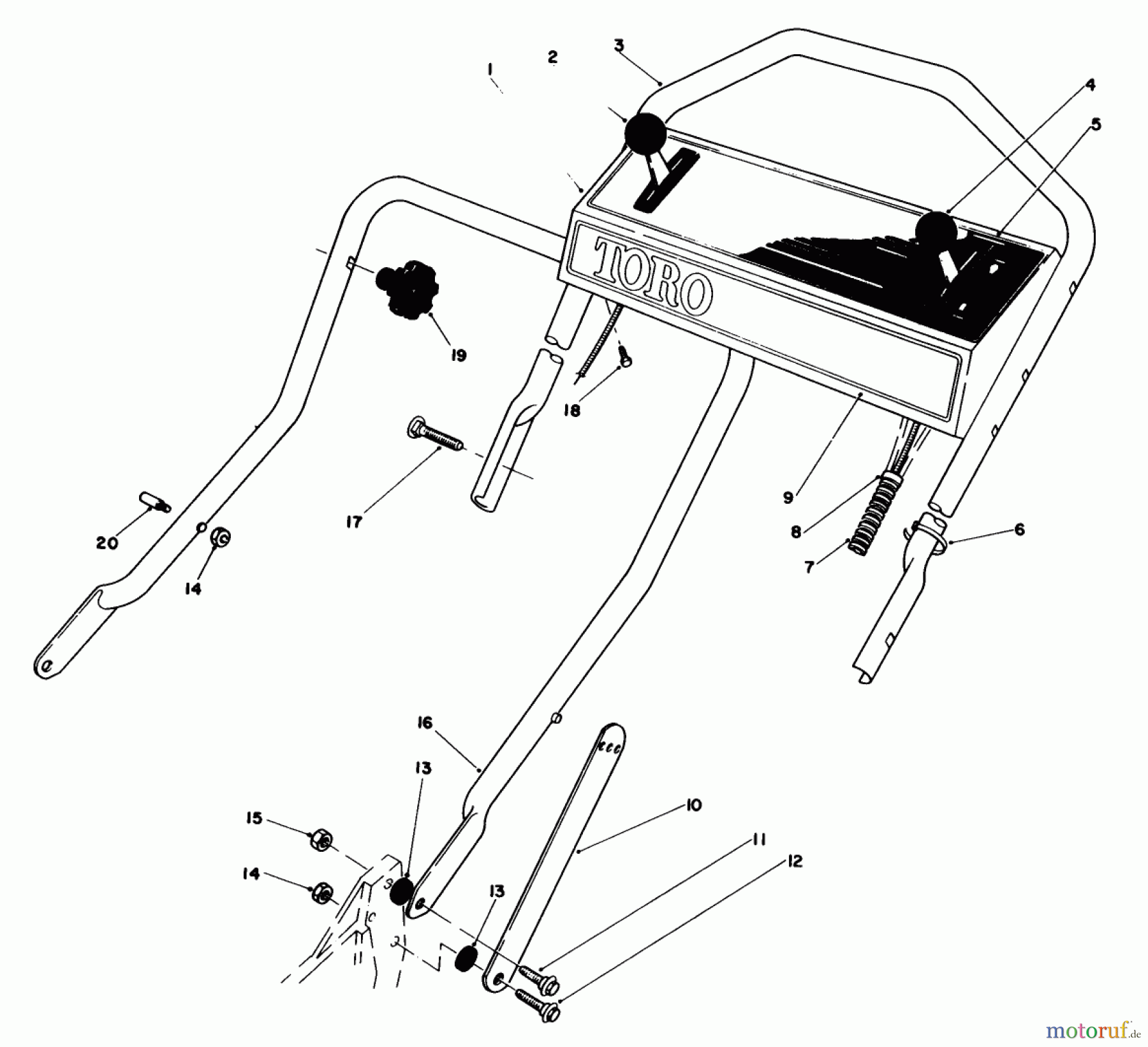 Toro Neu Mowers, Walk-Behind Seite 1 20684 - Toro Lawnmower, 1984 (4000001-4999999) HANDLE ASSEMBLY