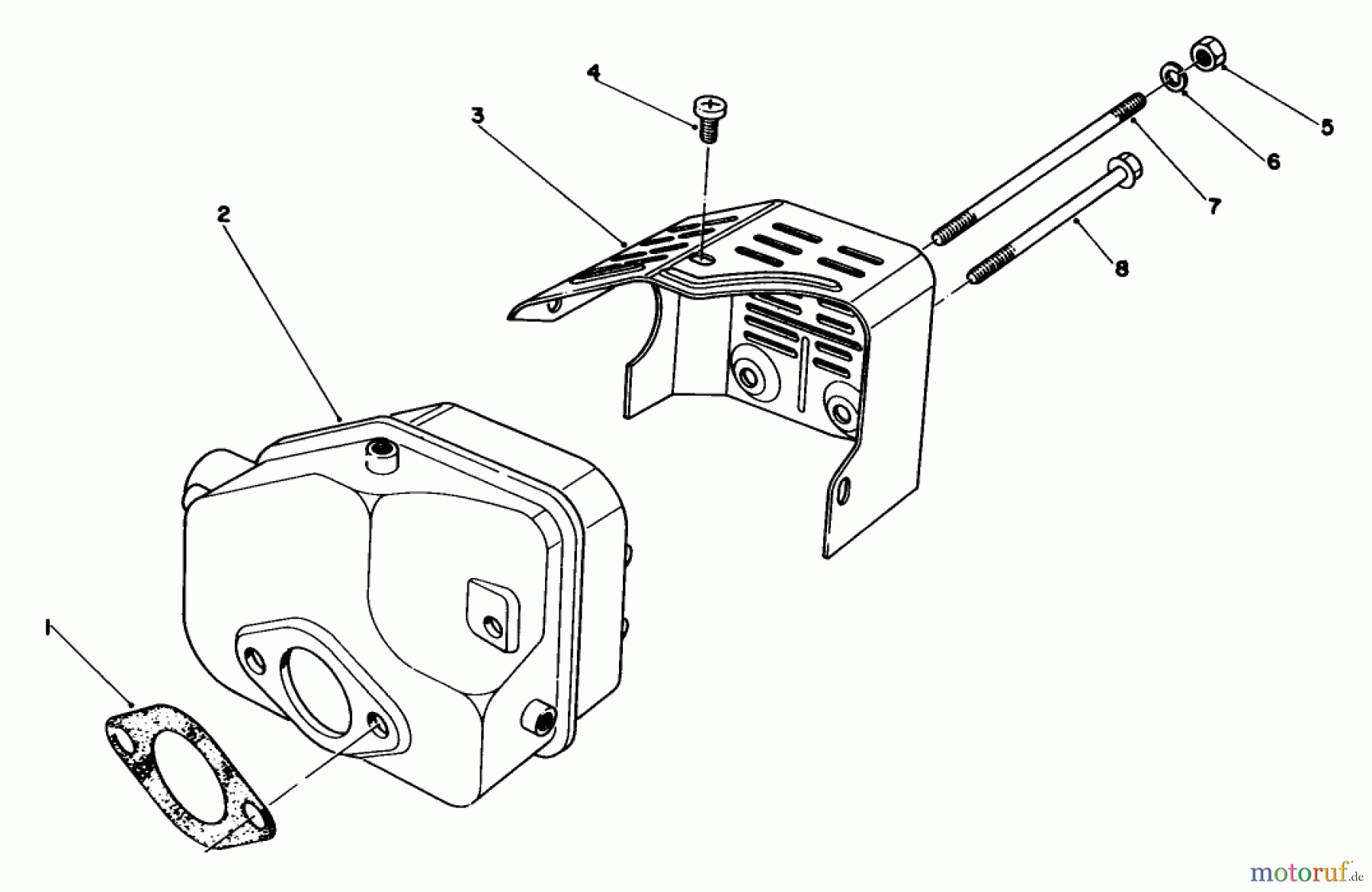 Toro Neu Mowers, Walk-Behind Seite 1 20684 - Toro Lawnmower, 1984 (4000001-4999999) MUFFLER ASSEMBLY