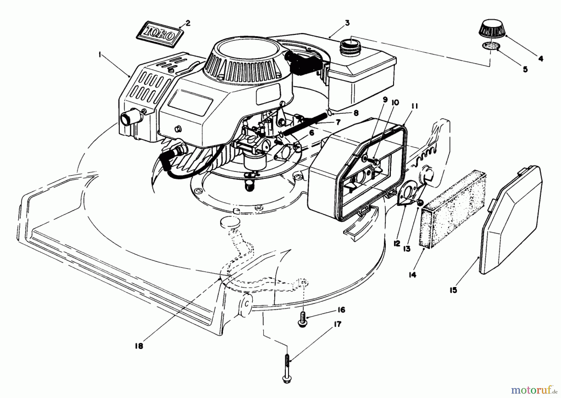 Toro Neu Mowers, Walk-Behind Seite 1 20684 - Toro Lawnmower, 1985 (5000001-5999999) ENGINE ASSEMBLY