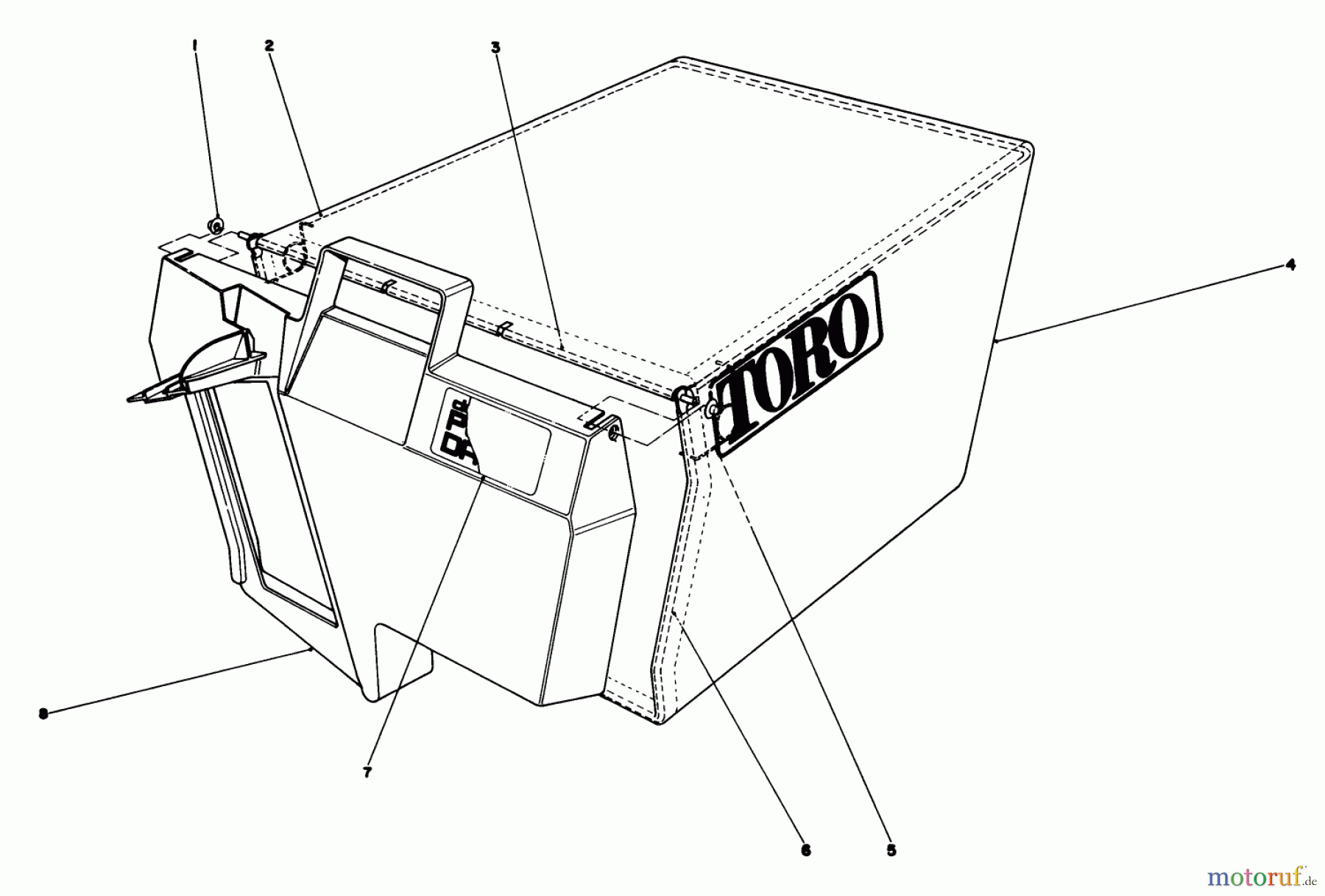 Toro Neu Mowers, Walk-Behind Seite 1 20684 - Toro Lawnmower, 1985 (5000001-5999999) GRASS BAG ASSEMBLY NO. 11-0189
