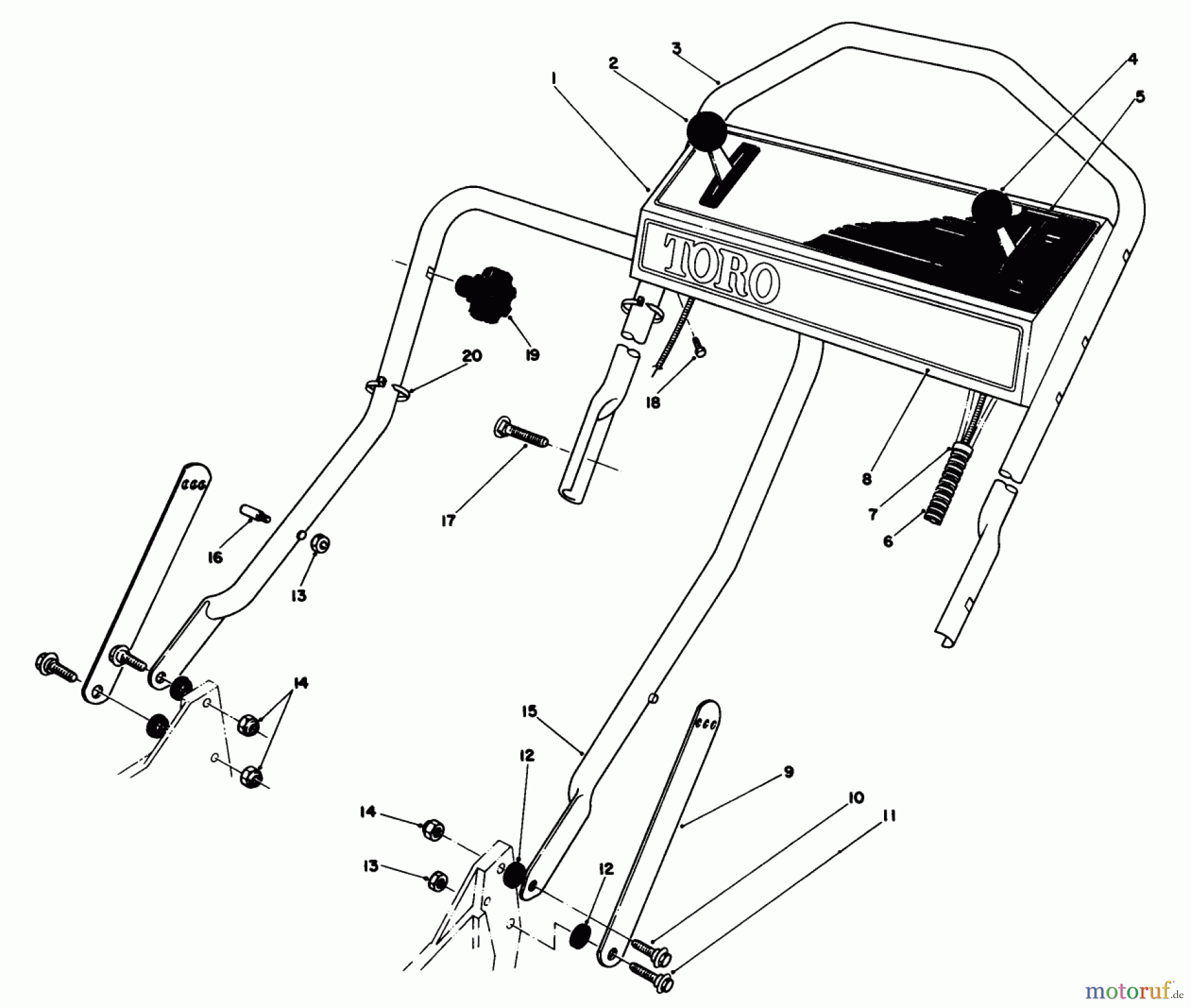 Toro Neu Mowers, Walk-Behind Seite 1 20684 - Toro Lawnmower, 1985 (5000001-5999999) HANDLE ASSEMBLY