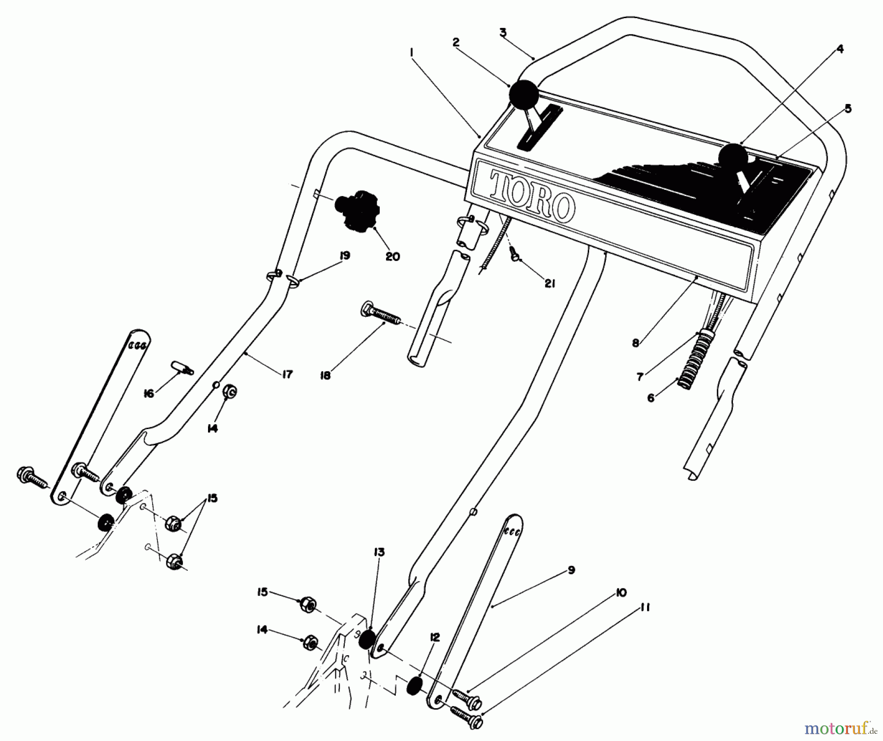 Toro Neu Mowers, Walk-Behind Seite 1 20684 - Toro Lawnmower, 1986 (6000001-6999999) HANDLE ASSEMBLY