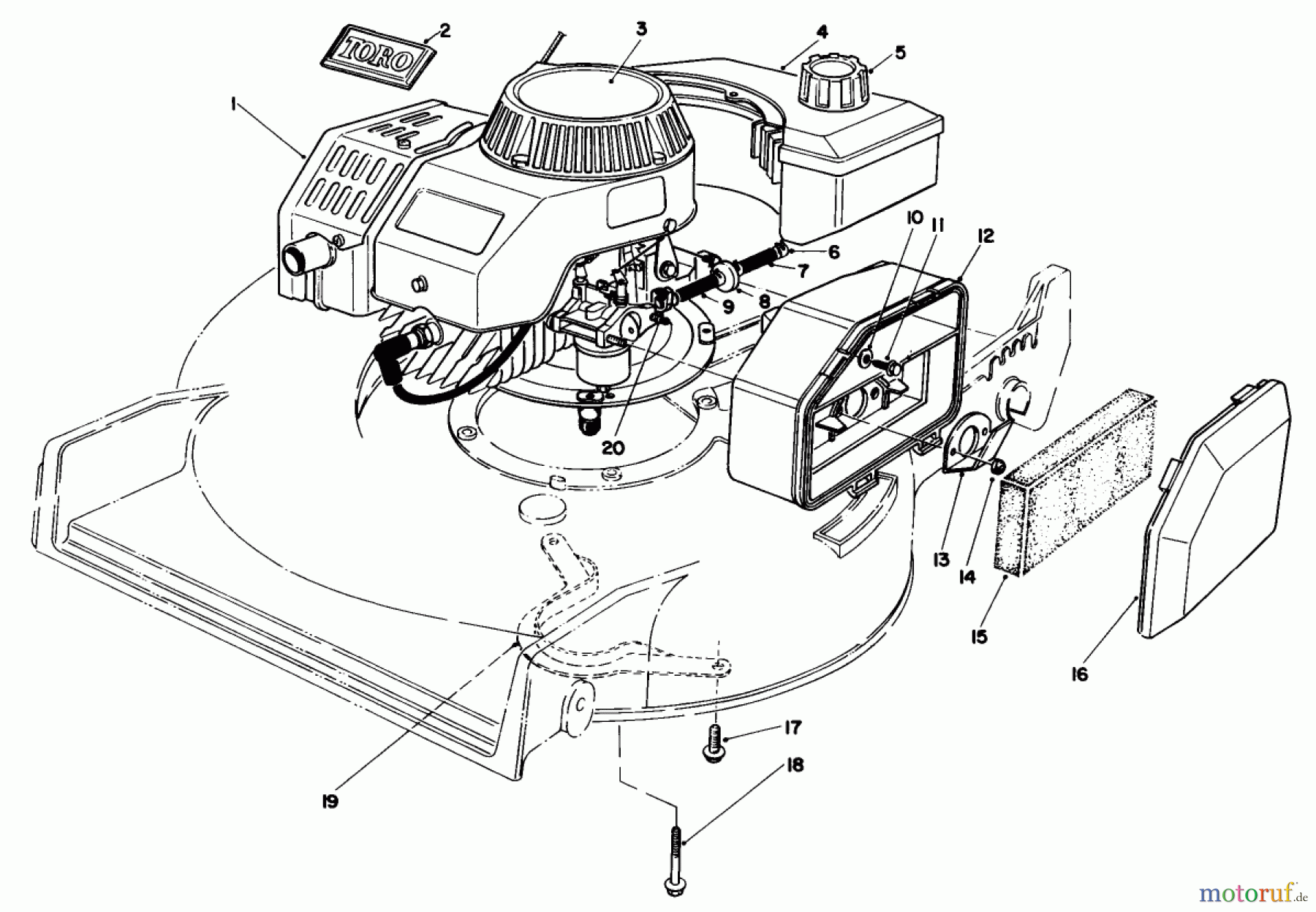Toro Neu Mowers, Walk-Behind Seite 1 20684 - Toro Lawnmower, 1987 (7000001-7999999) ENGINE ASSEMBLY