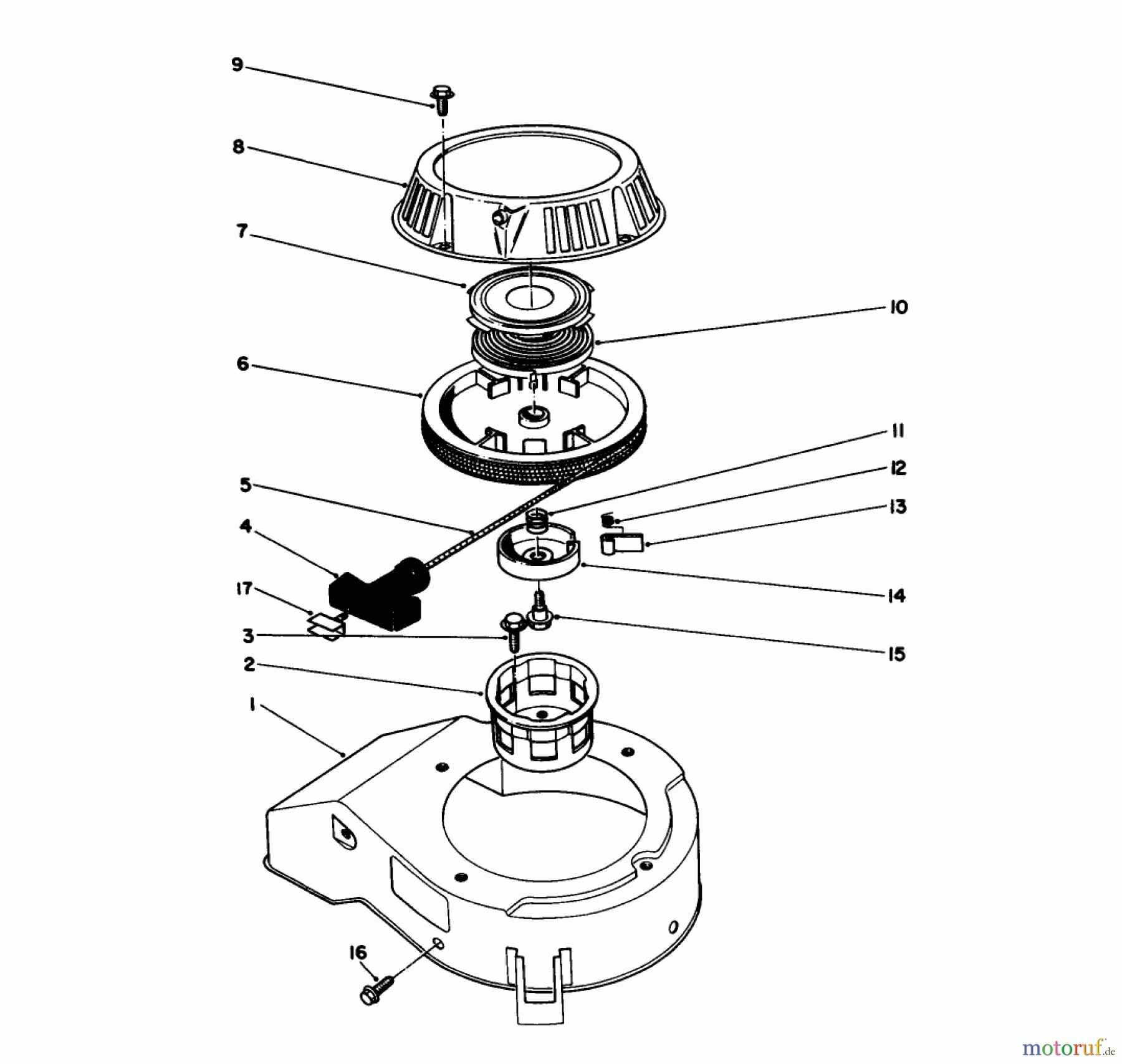 Toro Neu Mowers, Walk-Behind Seite 1 20684C - Toro Lawnmower, 1989 (9000001-9999999) RECOIL ASSEMBLY (ENGINE MODEL NO. 47PJ8) (ENGINE MODEL NO. 47PH7)