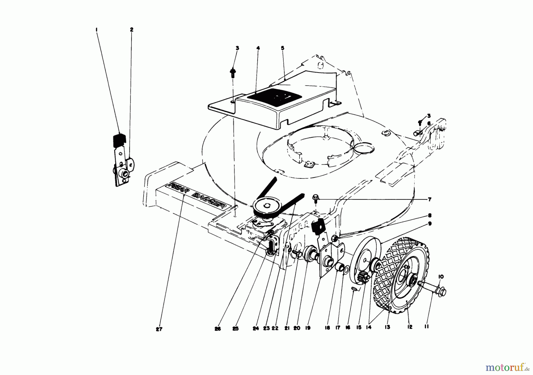 Toro Neu Mowers, Walk-Behind Seite 1 20690 - Toro Lawnmower, 1978 (8000001-8999999) FRONT WHEEL AND PIVOT ARM ASSEMBLY