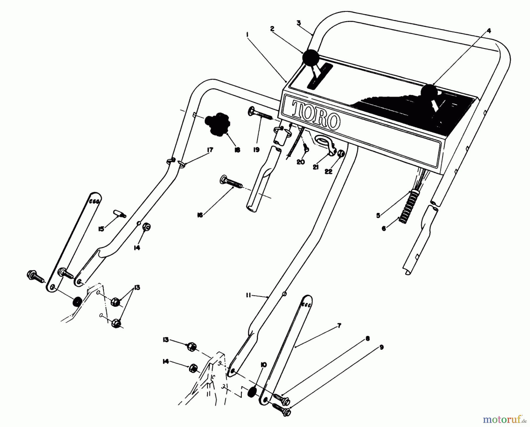 Toro Neu Mowers, Walk-Behind Seite 1 20692 - Toro Lawnmower, 1988 (8000001-8999999) HANDLE ASSEMBLY