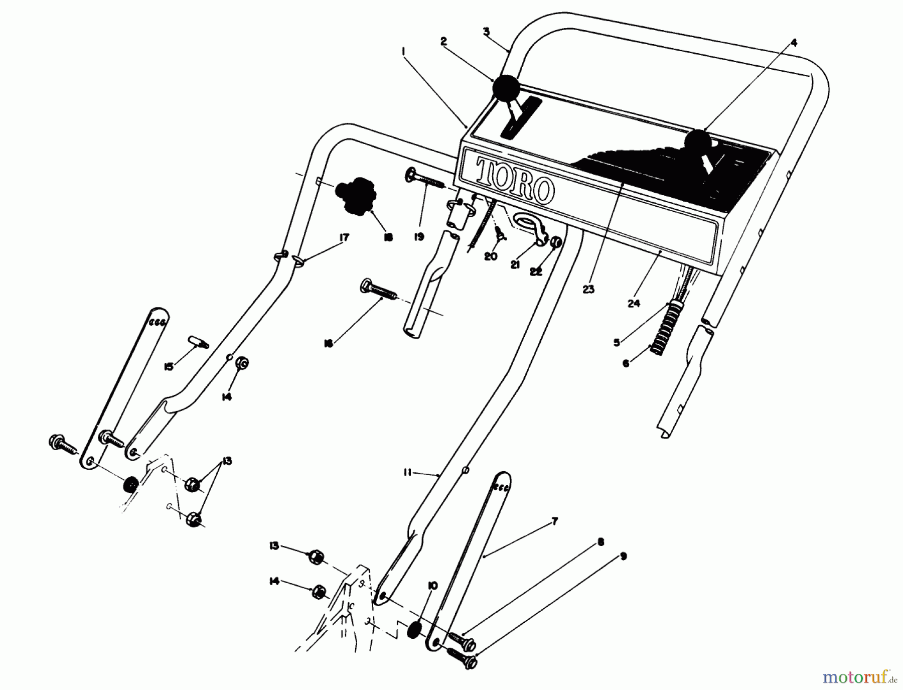 Toro Neu Mowers, Walk-Behind Seite 1 20692C - Toro Lawnmower, 1988 (8000001-8999999) HANDLE ASSEMBLY