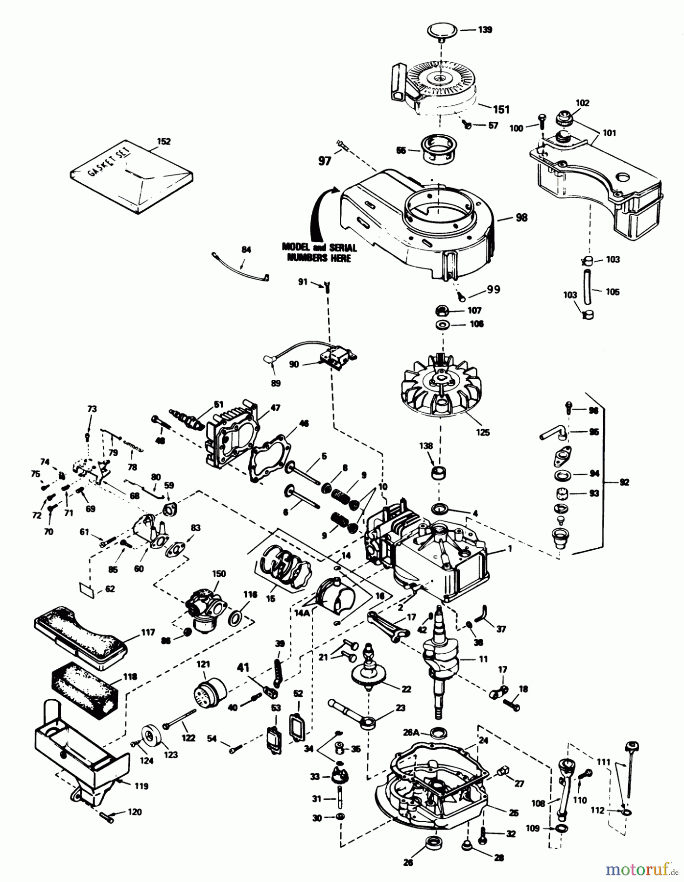 Toro Neu Mowers, Walk-Behind Seite 1 20695 - Toro Lawnmower, 1987 (7000001-7999999) ENGINE TECUMSEH MODEL NO. TVS100-44013A