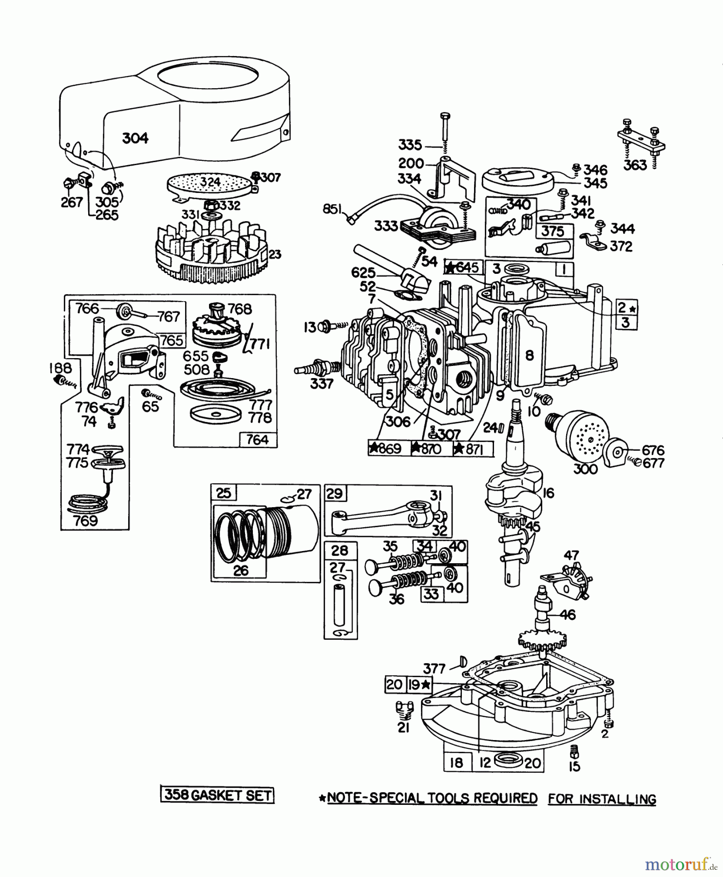 Toro Neu Mowers, Walk-Behind Seite 1 20698 - Toro Lawnmower, 1978 (8000001-8999999) ENGINE BRIGGS & STRATTON MODEL NO. 92908-1934-01