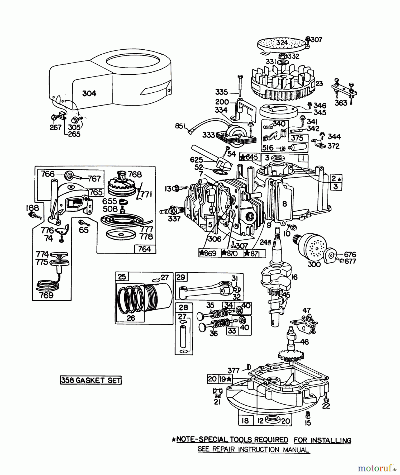 Toro Neu Mowers, Walk-Behind Seite 1 20698 - Toro Lawnmower, 1979 (9000001-9999999) ENGINE BRIGGS & STRATTON MODEL NO. 92908-1934-01