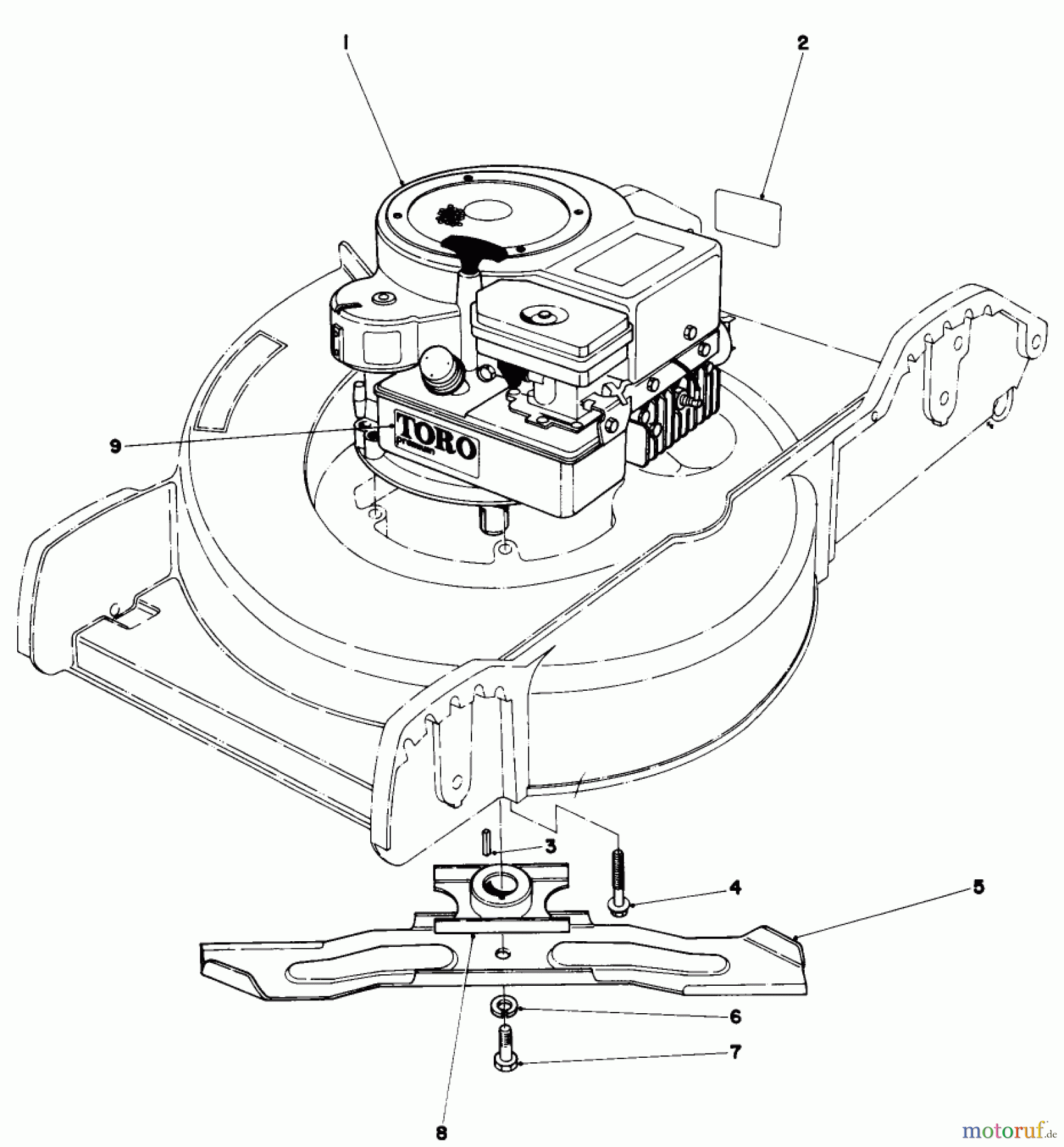 Toro Neu Mowers, Walk-Behind Seite 1 20698 - Toro Lawnmower, 1980 (0000001-0999999) ENGINE ASSEMBLY
