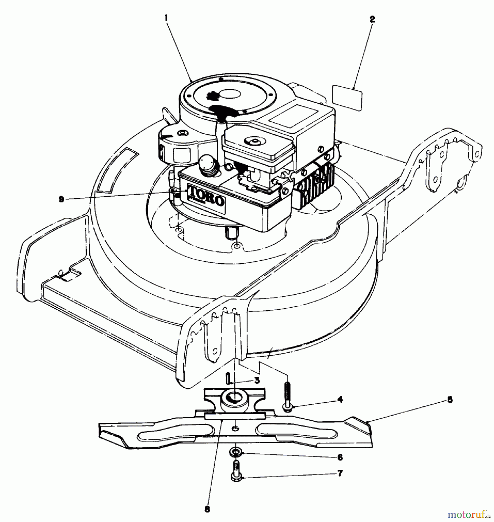 Toro Neu Mowers, Walk-Behind Seite 1 20698 - Toro Lawnmower, 1981 (1000001-1999999) ENGINE ASSEMBLY