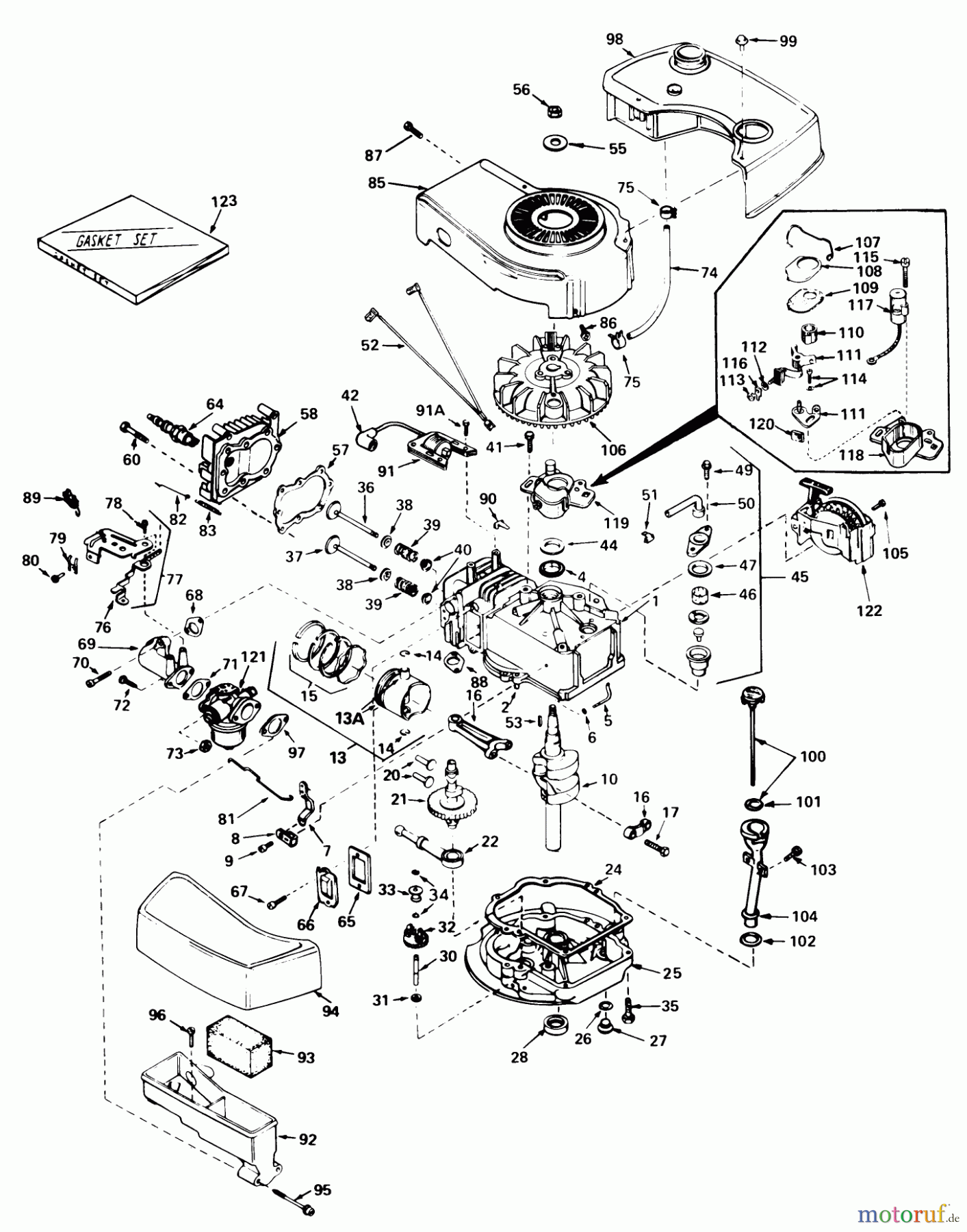 Toro Neu Mowers, Walk-Behind Seite 1 20700 - Toro Lawnmower, 1980 (0000001-0999999) ENGINE TECUMSEH MODEL NO. TNT-100-10070C