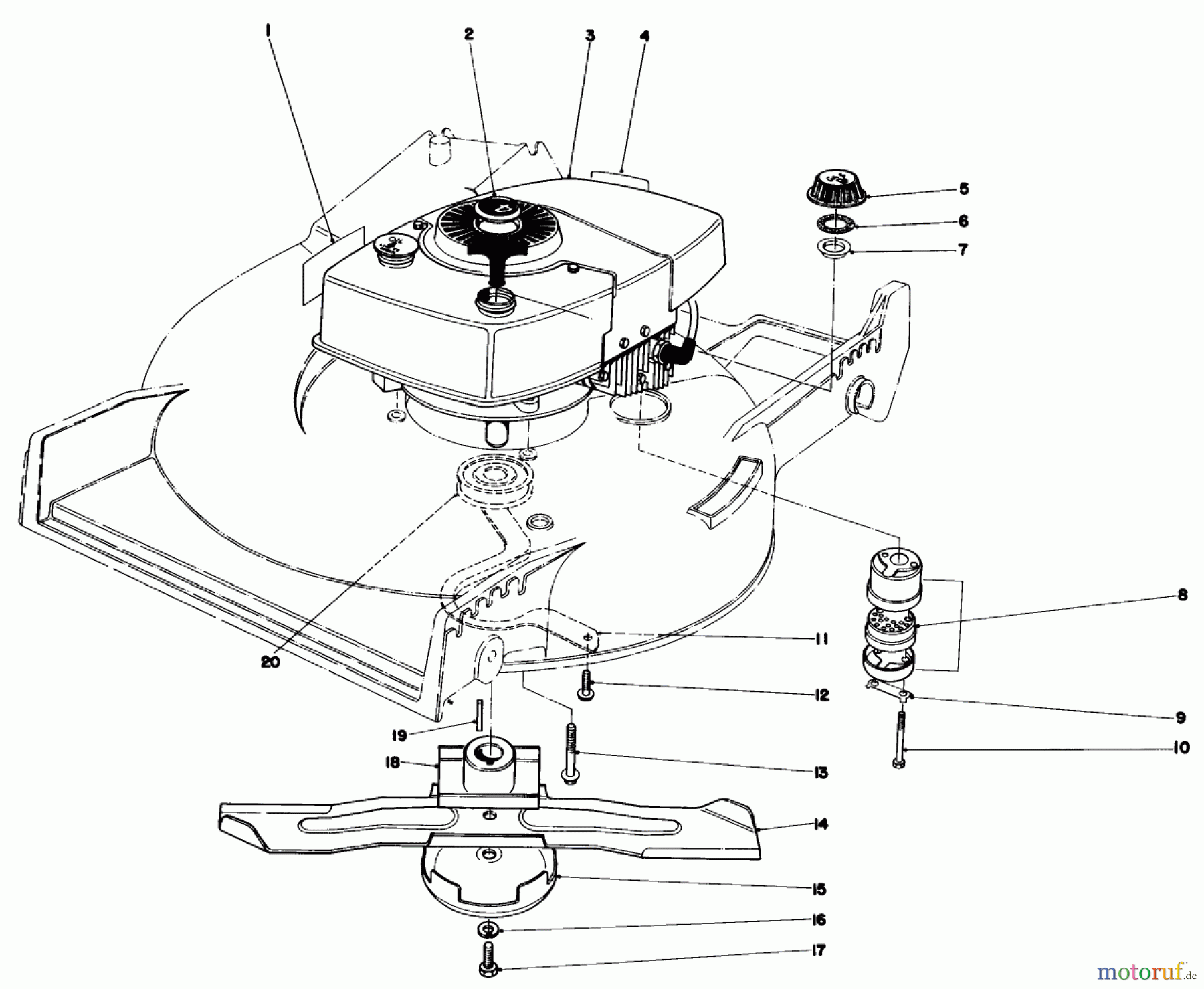Toro Neu Mowers, Walk-Behind Seite 1 20705 - Toro Lawnmower, 1979 (9000001-9999999) ENGINE ASSEMBLY