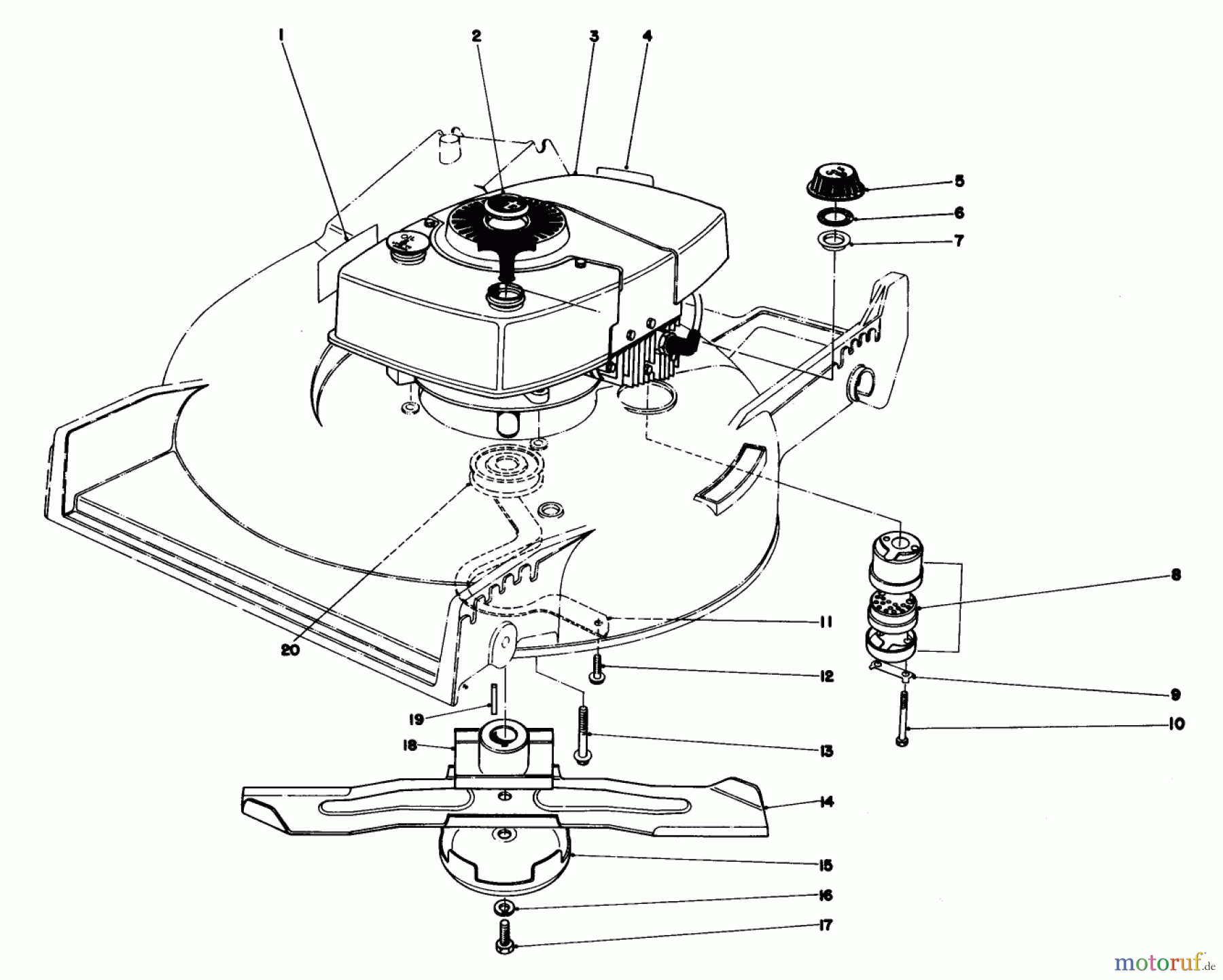 Toro Neu Mowers, Walk-Behind Seite 1 20705 - Toro Lawnmower, 1980 (0000001-0999999) ENGINE ASSEMBLY