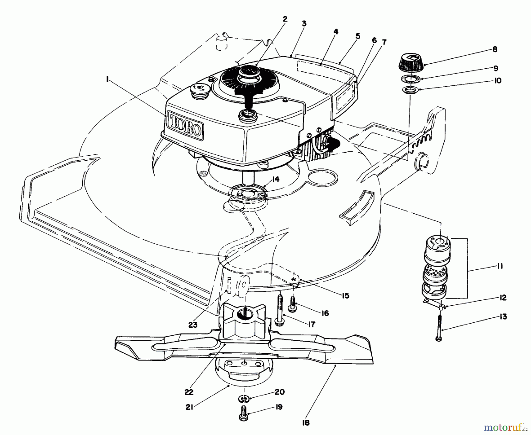 Toro Neu Mowers, Walk-Behind Seite 1 20705 - Toro Lawnmower, 1983 (3000001-3999999) ENGINE ASSEMBLY