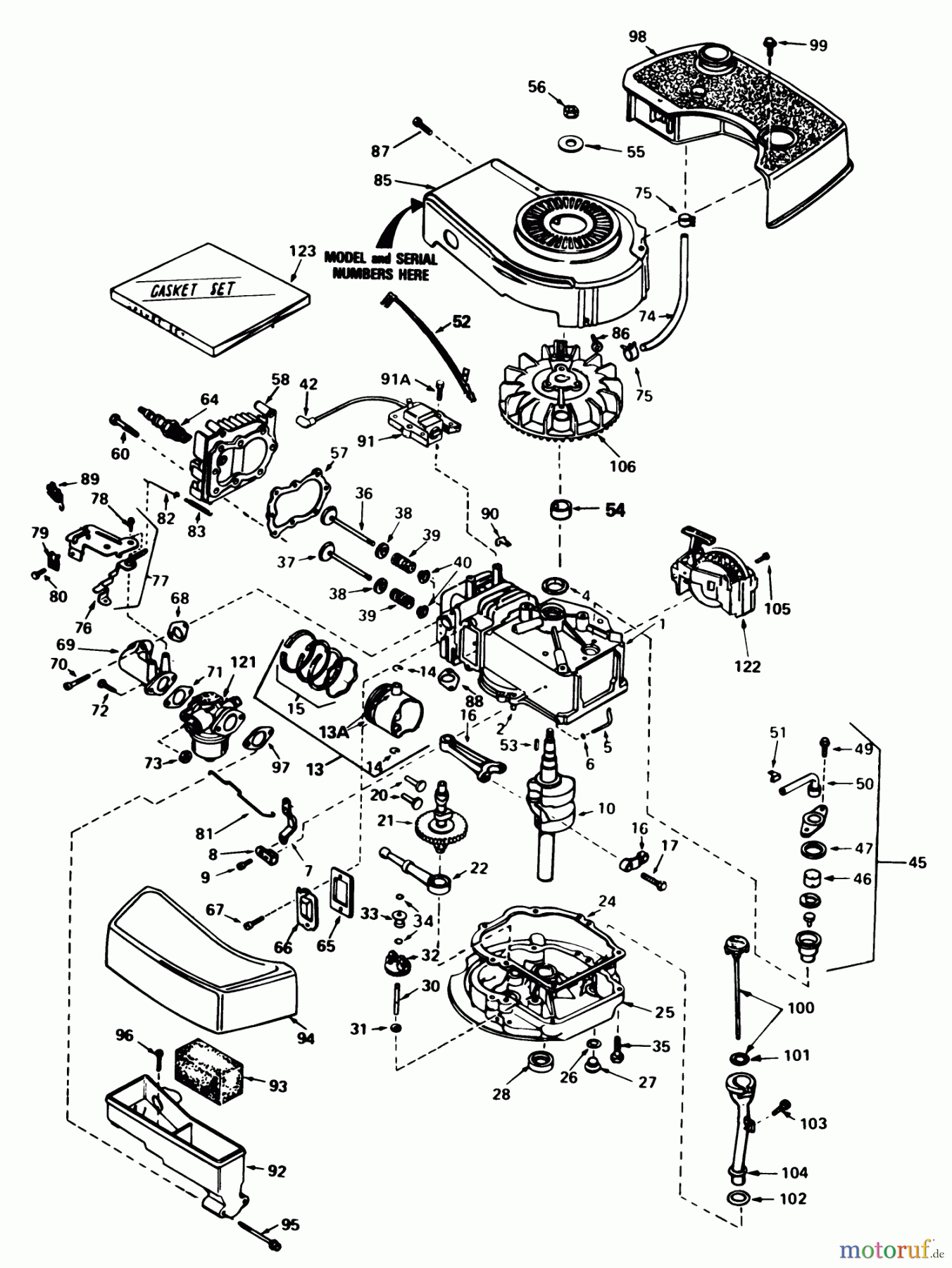 Toro Neu Mowers, Walk-Behind Seite 1 20705 - Toro Lawnmower, 1983 (3000001-3999999) ENGINE TECUMSEH MODEL NO. TNT 100-10086E