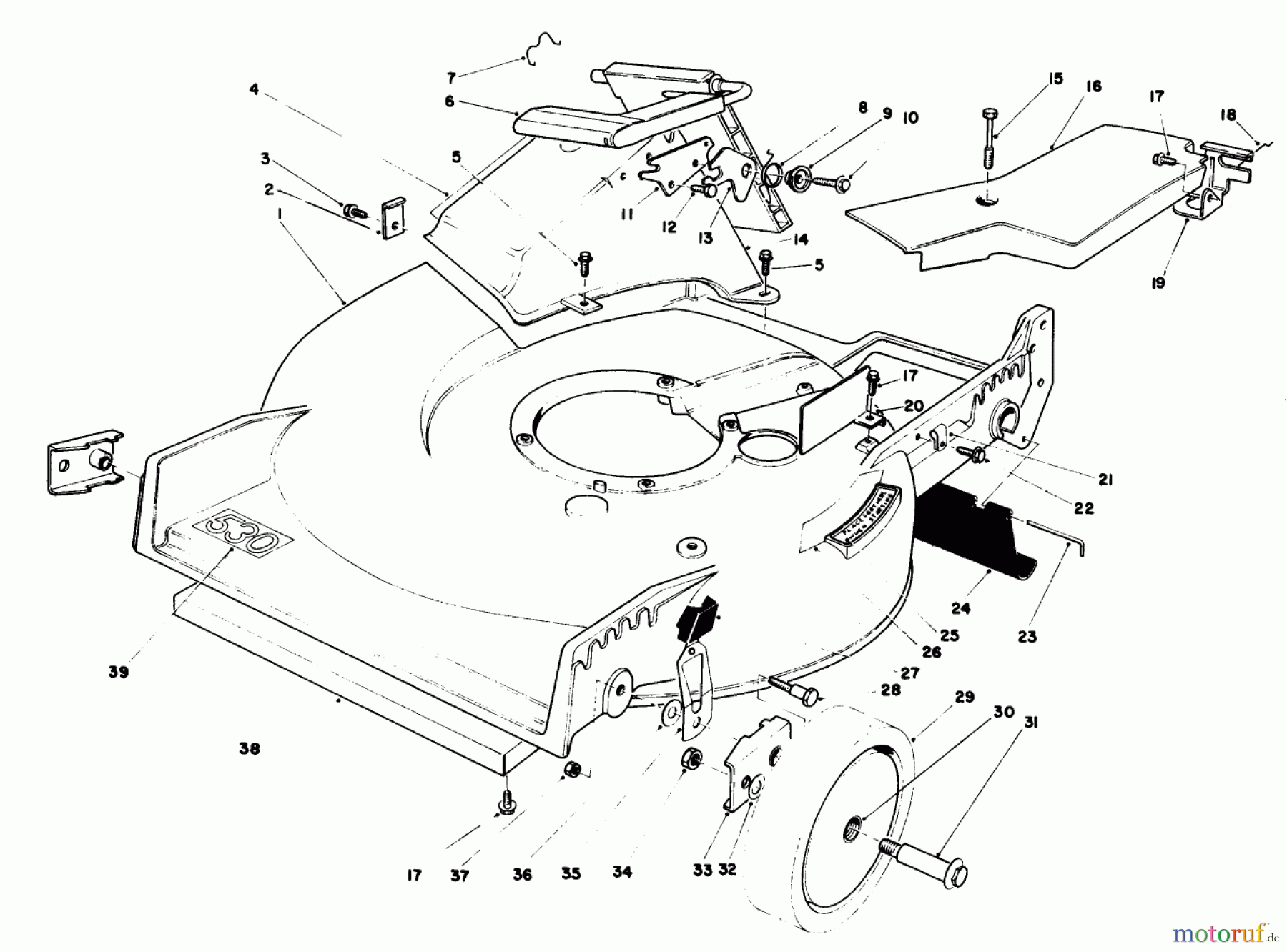 Toro Neu Mowers, Walk-Behind Seite 1 20705 - Toro Lawnmower, 1984 (4000001-4999999) HOUSING ASSEMBLY