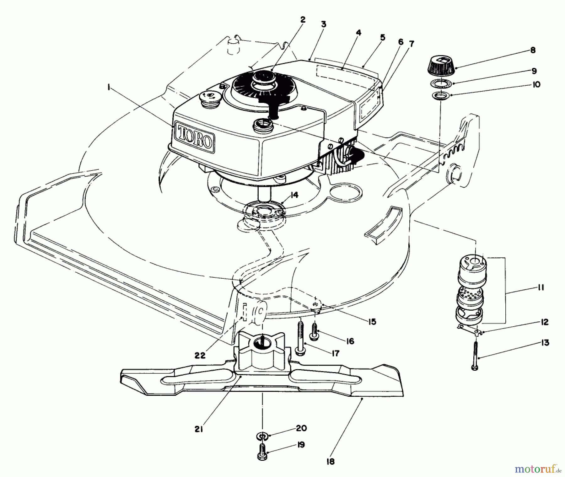 Toro Neu Mowers, Walk-Behind Seite 1 20705 - Toro Lawnmower, 1985 (5000001-5999999) ENGINE ASSEMBLY