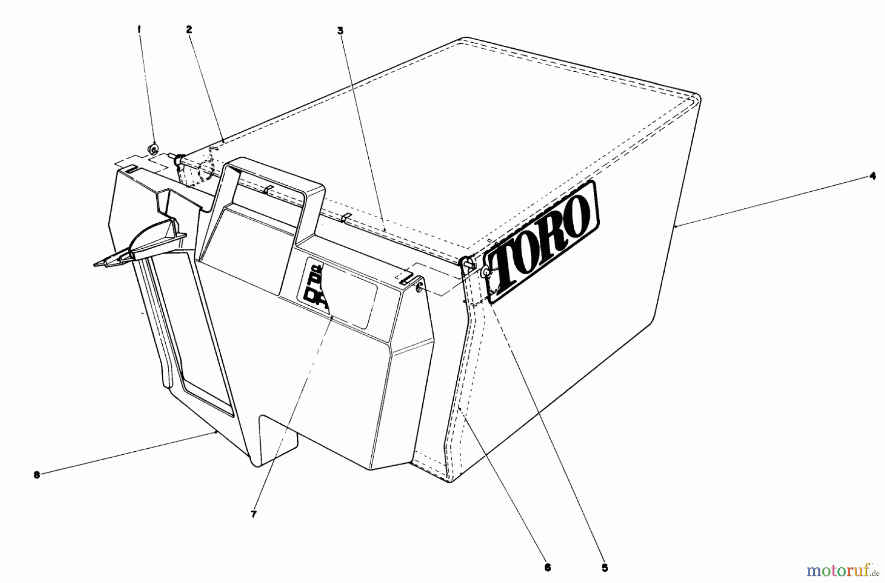 Toro Neu Mowers, Walk-Behind Seite 1 20705 - Toro Lawnmower, 1985 (5000001-5999999) GRASS BAG ASSEMBLY NO. 11-0189