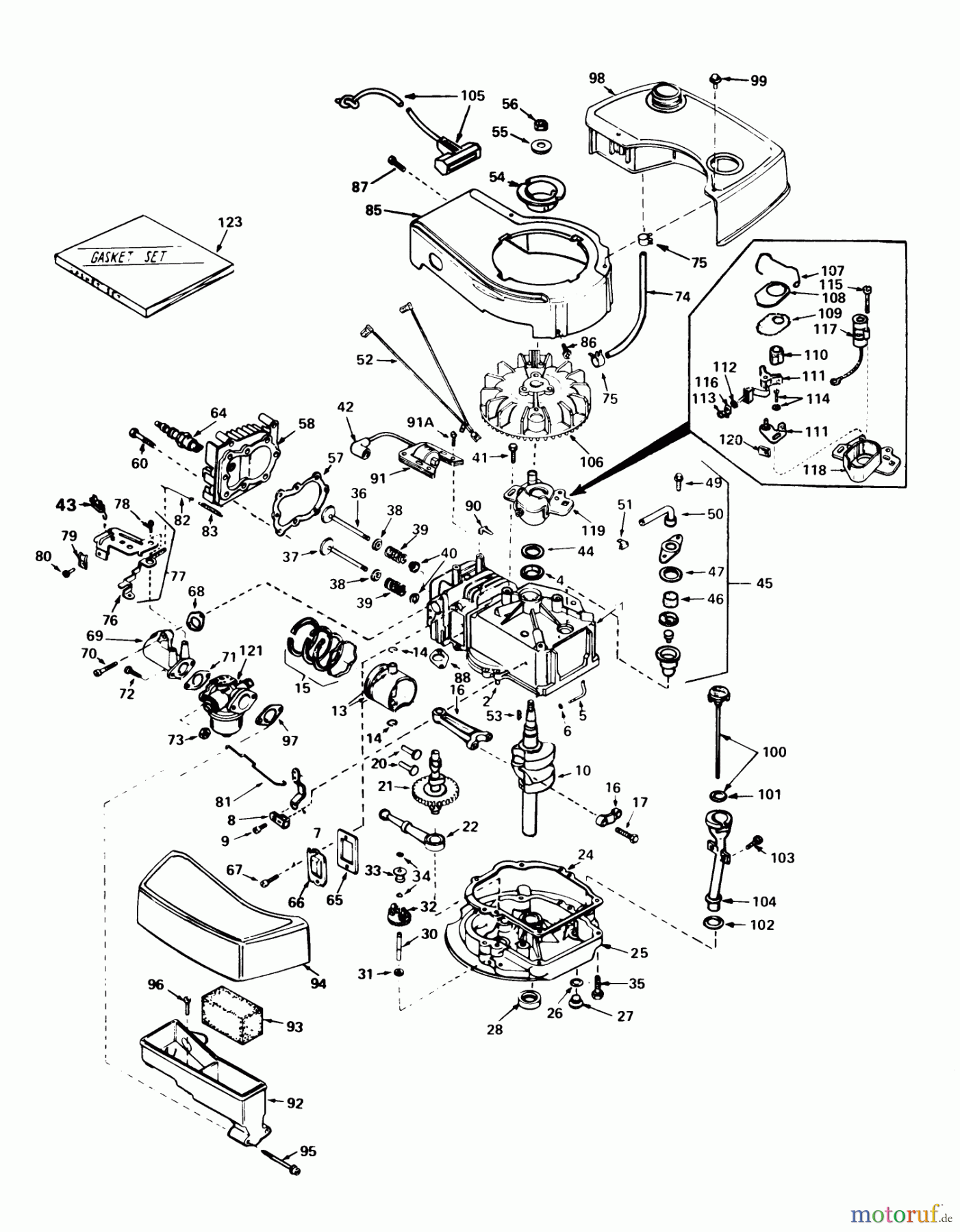 Toro Neu Mowers, Walk-Behind Seite 1 20715 - Toro Lawnmower, 1979 (9000001-9999999) ENGINE TECUMSEH MODEL NO. TNT 100-10065C
