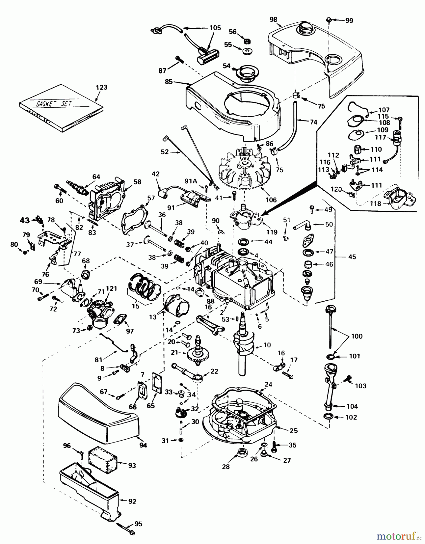 Toro Neu Mowers, Walk-Behind Seite 1 20715 - Toro Lawnmower, 1980 (0000001-0999999) ENGINE TECUMSEH MODEL NO. TNT 100-10065C