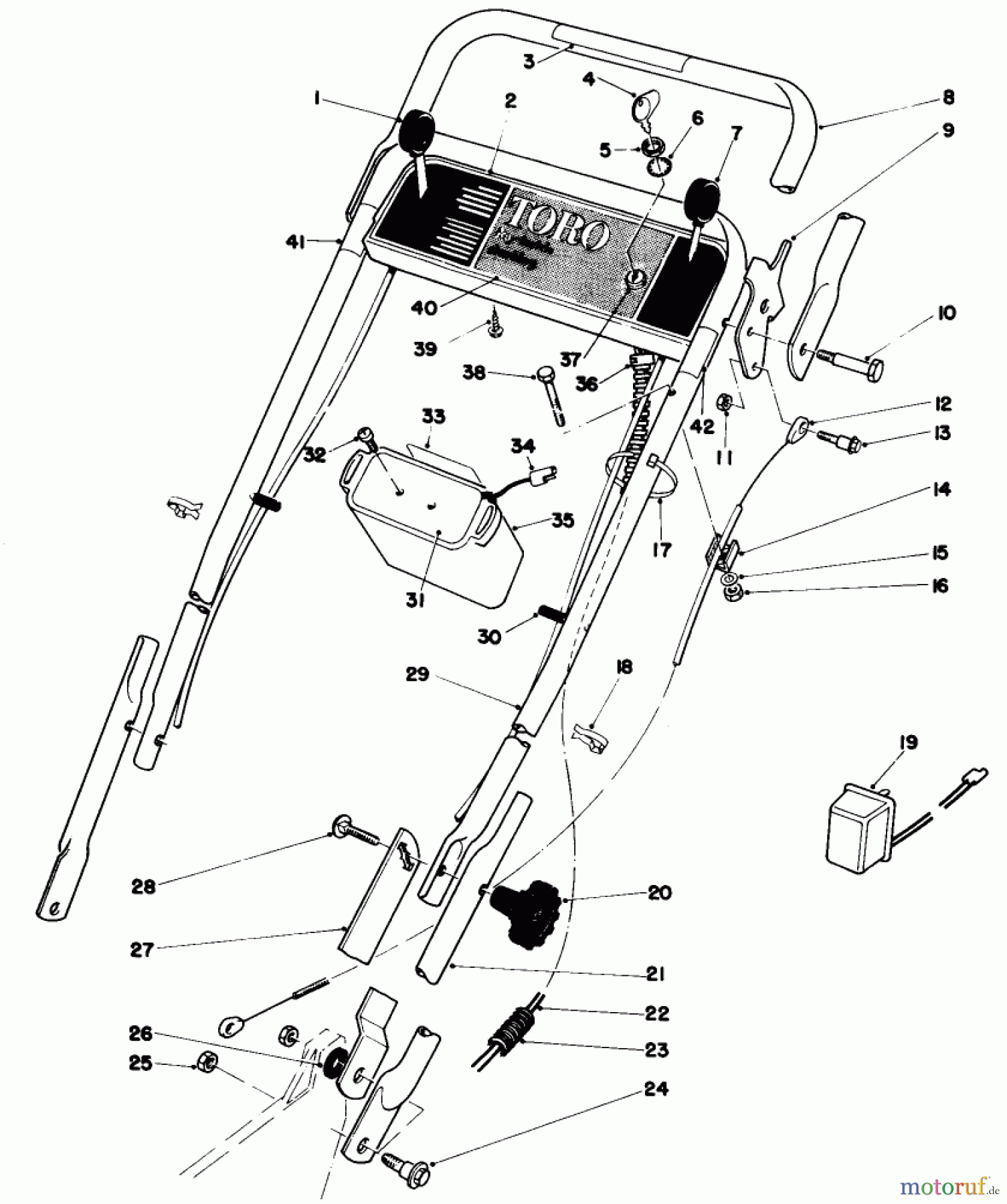 Toro Neu Mowers, Walk-Behind Seite 1 20715 - Toro Lawnmower, 1980 (0000001-0999999) HANDLE ASSEMBLY