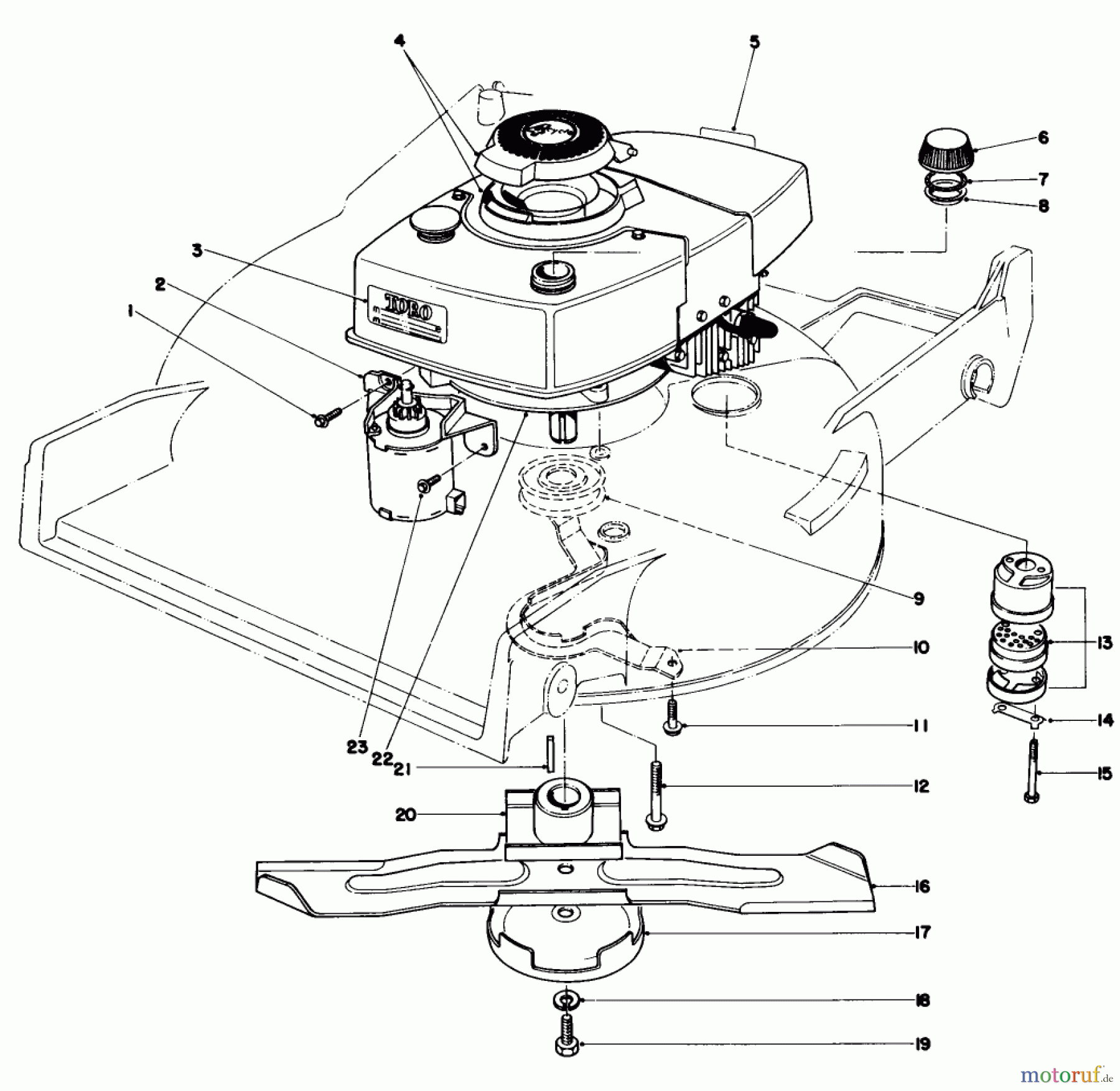 Toro Neu Mowers, Walk-Behind Seite 1 20715 - Toro Lawnmower, 1981 (1000001-1999999) ENGINE ASSEMBLY