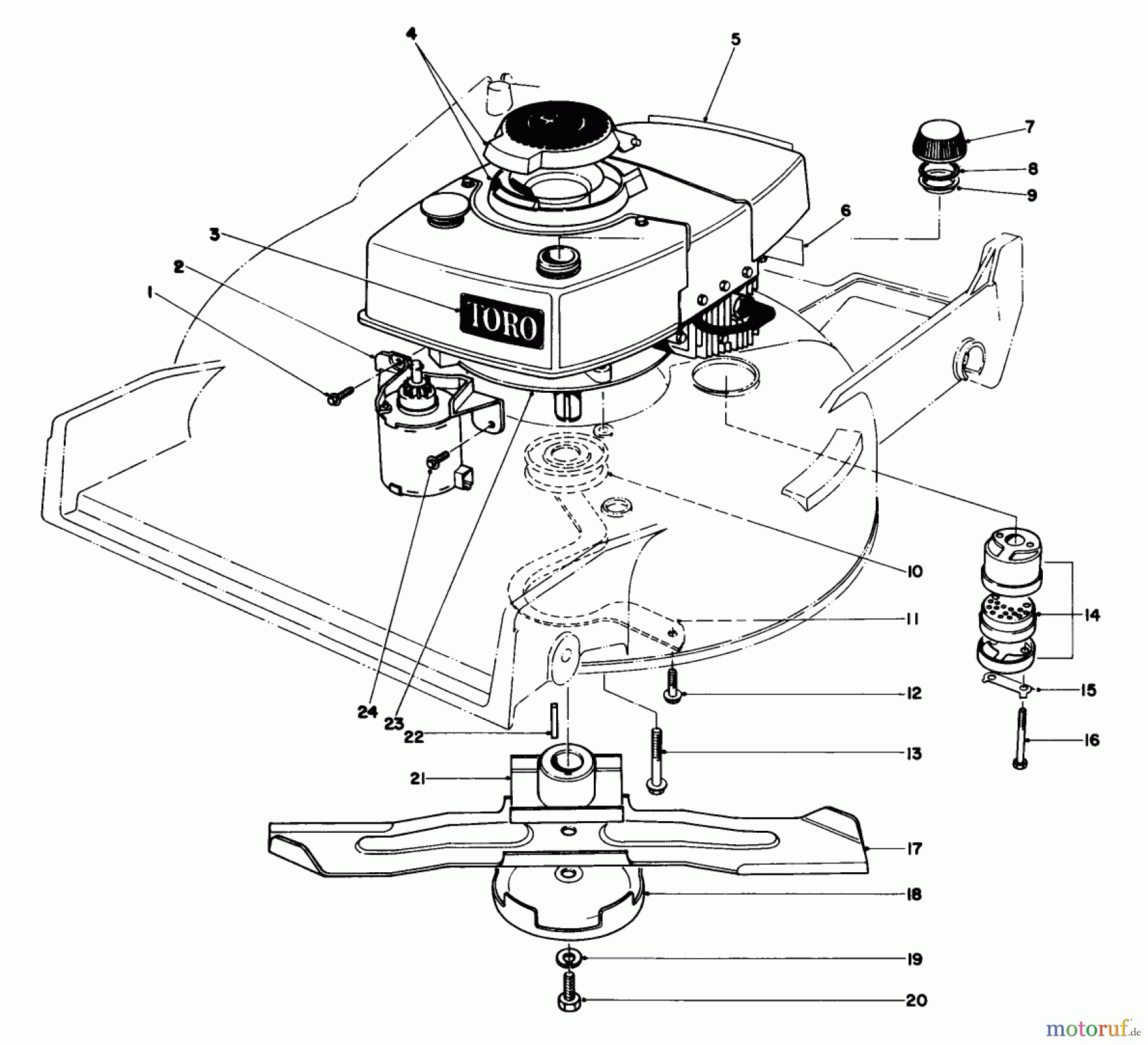 Toro Neu Mowers, Walk-Behind Seite 1 20715 - Toro Lawnmower, 1982 (2000001-2999999) ENGINE ASSEMBLY