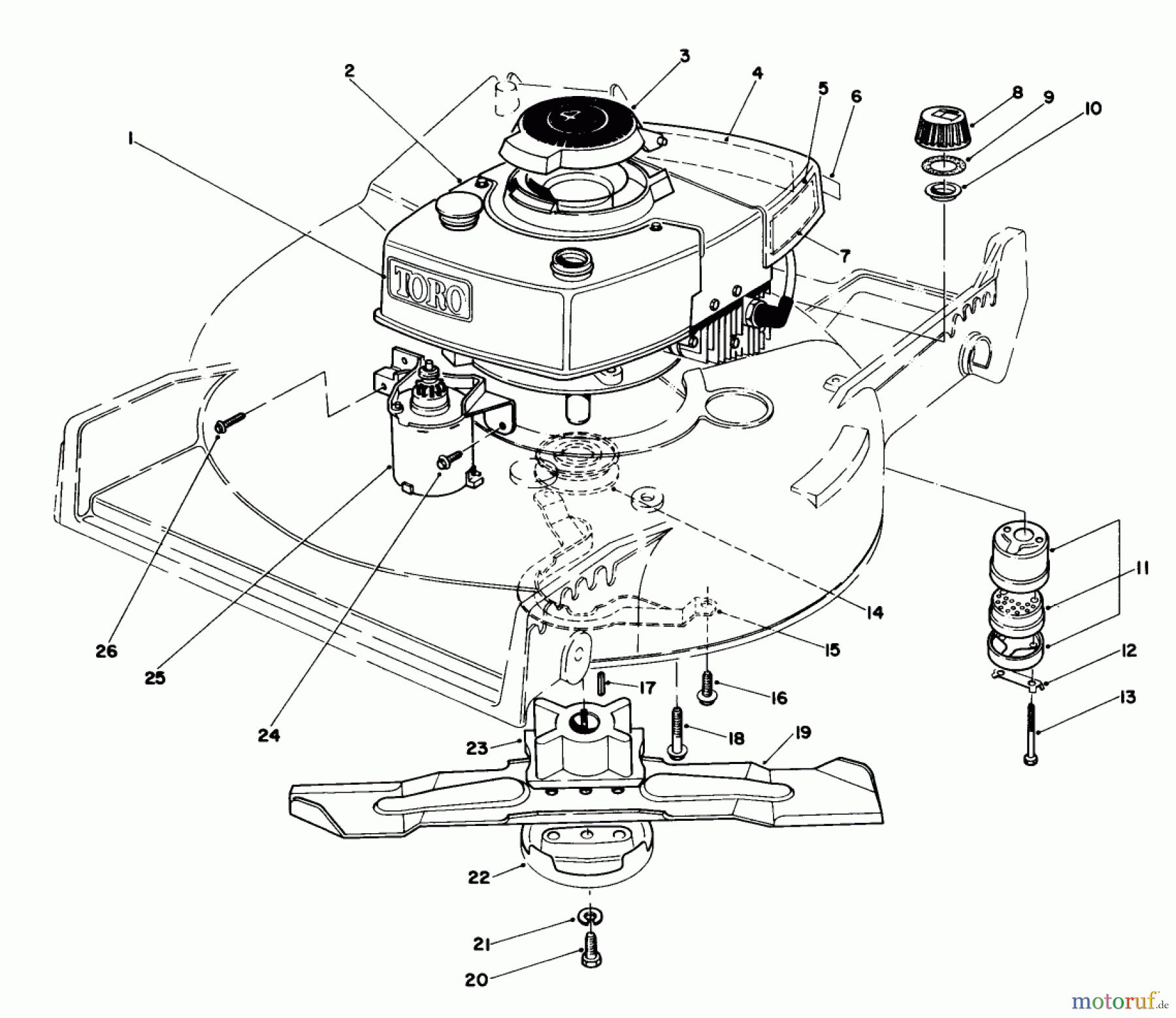 Toro Neu Mowers, Walk-Behind Seite 1 20715 - Toro Lawnmower, 1983 (3000001-3999999) ENGINE ASSEMBLY