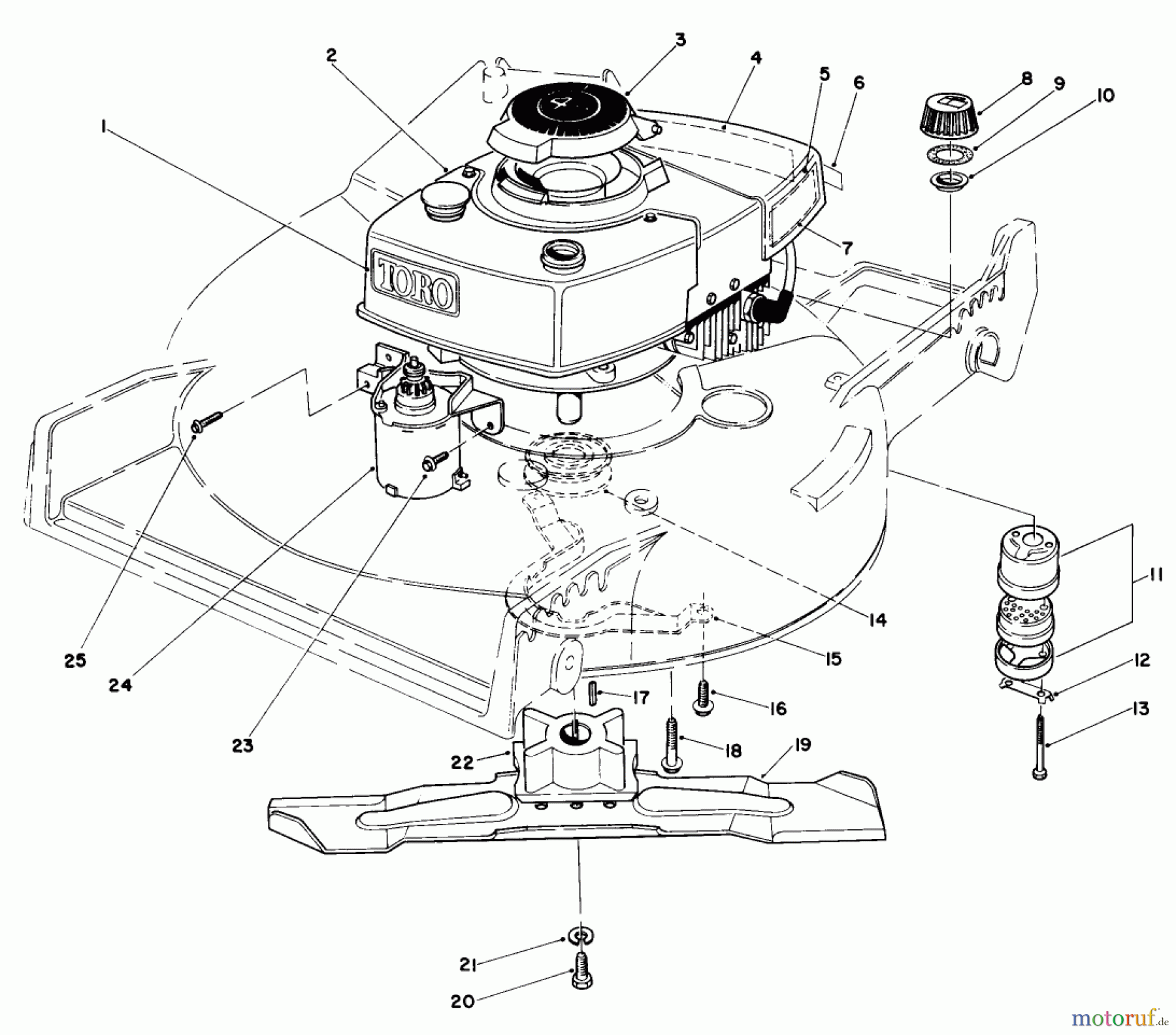 Toro Neu Mowers, Walk-Behind Seite 1 20715 - Toro Lawnmower, 1984 (4000001-4999999) ENGINE ASSEMBLY