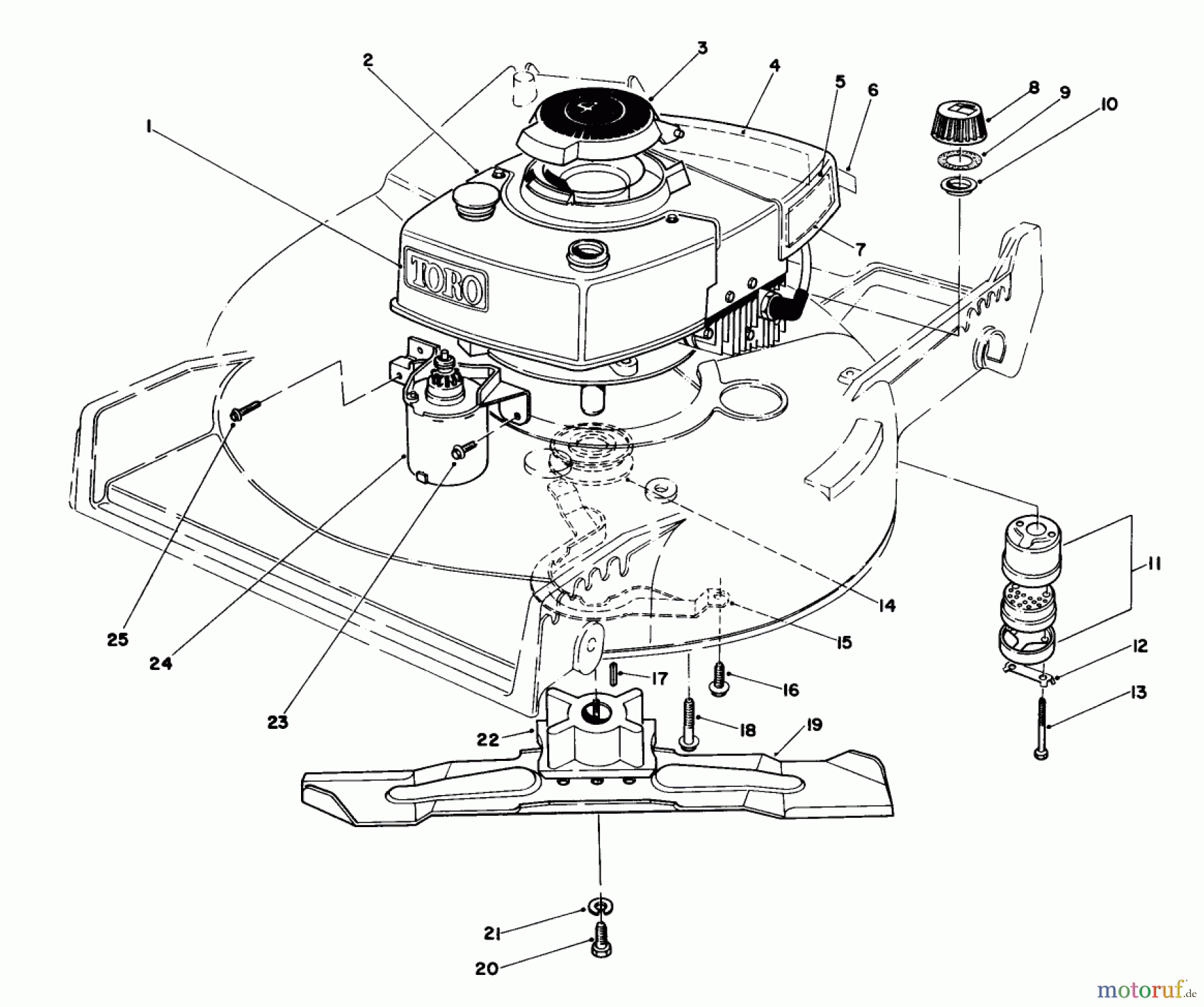 Toro Neu Mowers, Walk-Behind Seite 1 20715 - Toro Lawnmower, 1985 (5000001-5999999) ENGINE ASSEMBLY