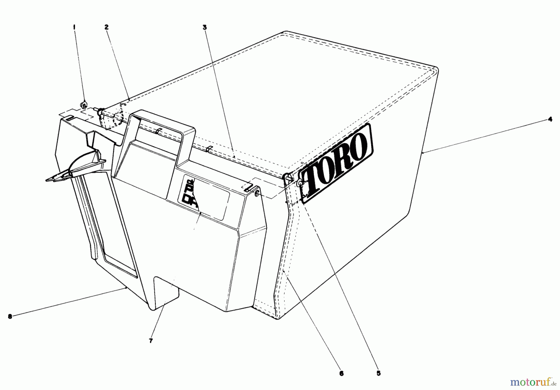 Toro Neu Mowers, Walk-Behind Seite 1 20715 - Toro Lawnmower, 1985 (5000001-5999999) GRASS BAG ASSEMBLY NO. 11-0189