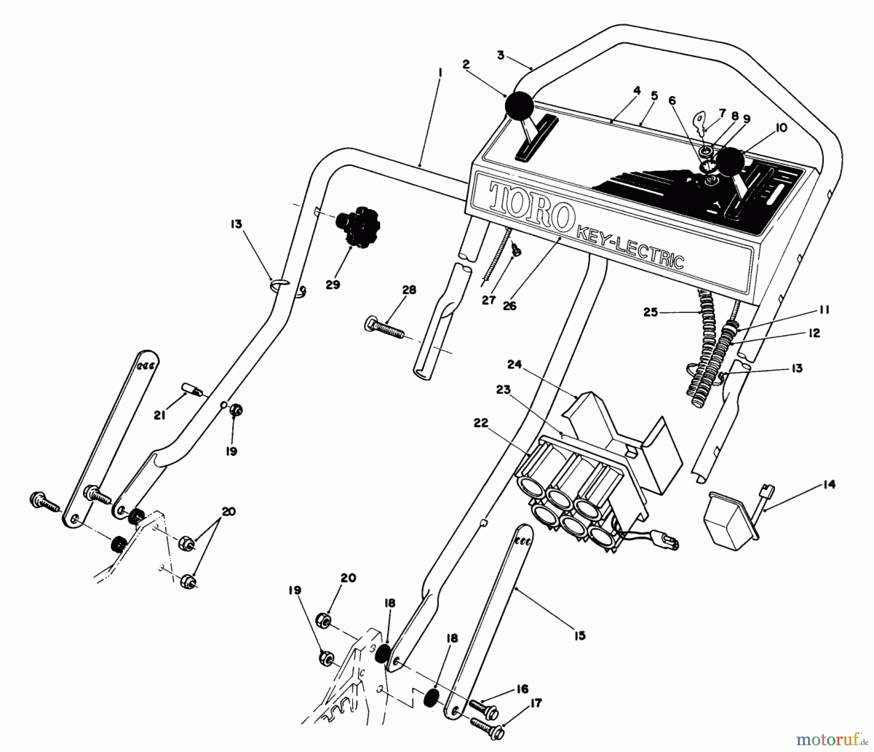 Toro Neu Mowers, Walk-Behind Seite 1 20715C - Toro Lawnmower, 1985 (5000001-5999999) HANDLE ASSEMBLY