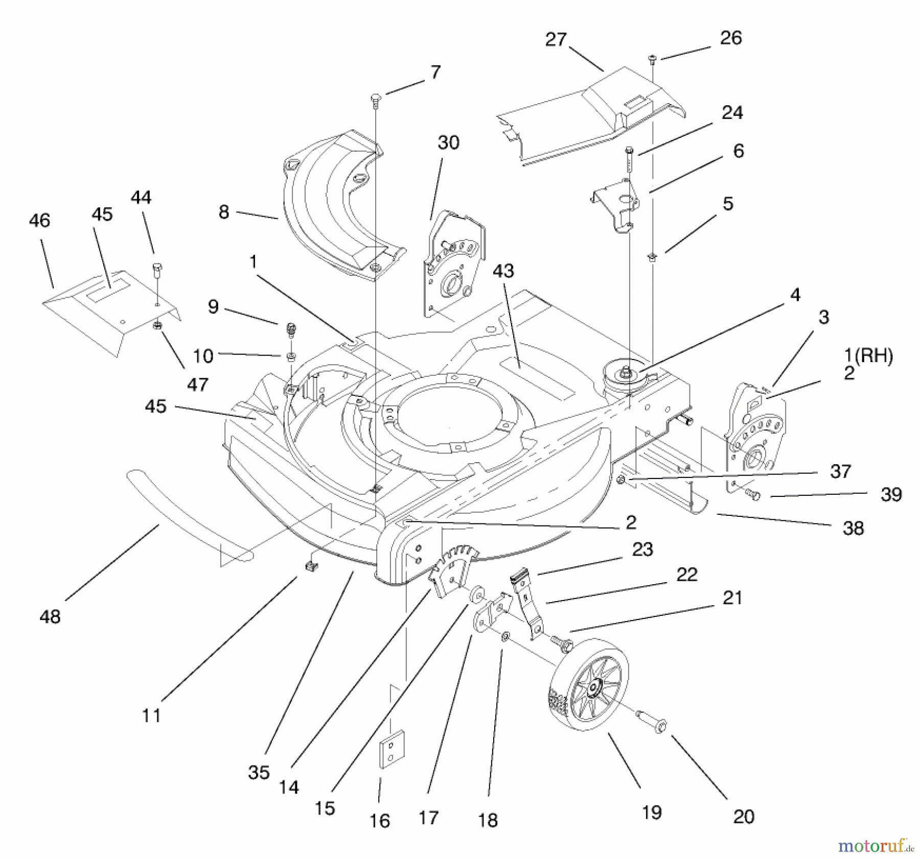  Toro Neu Mowers, Walk-Behind Seite 1 20716 - Toro Side Discharge Mower, 1998 (8900001-8999999) HOUSING ASSEMBLY