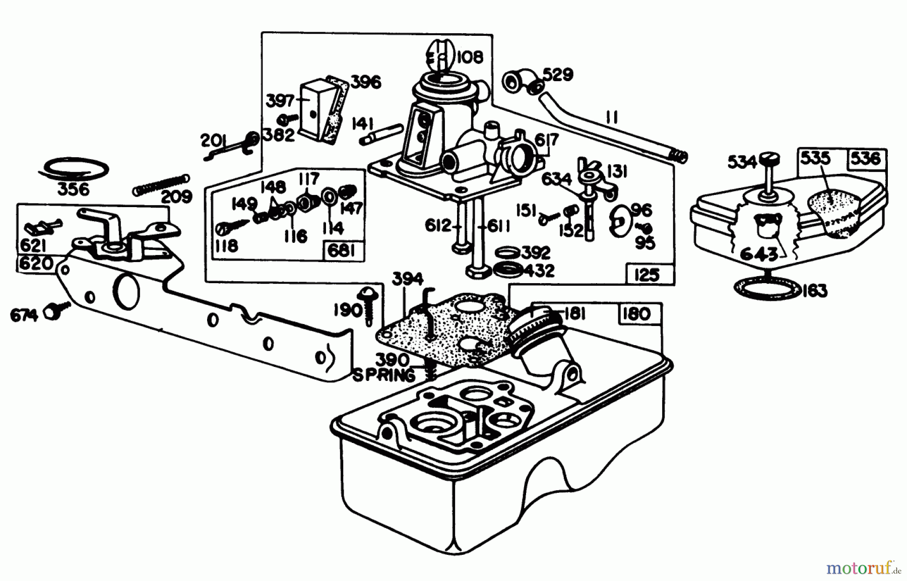  Toro Neu Mowers, Walk-Behind Seite 1 20725 - Toro Lawnmower, 1980 (0000001-0999999) CARBURETOR ASSEMBLY MODEL 92908-1956-02