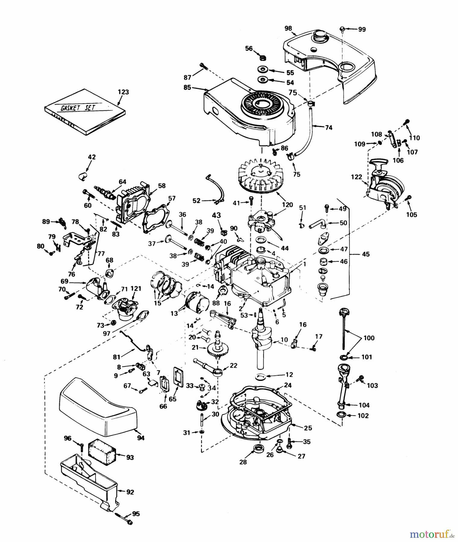 Toro Neu Mowers, Walk-Behind Seite 1 20730 - Toro Lawnmower, 1978 (8000001-8999999) ENGINE TECUMSEH MODEL NO. TNT 120-12006B