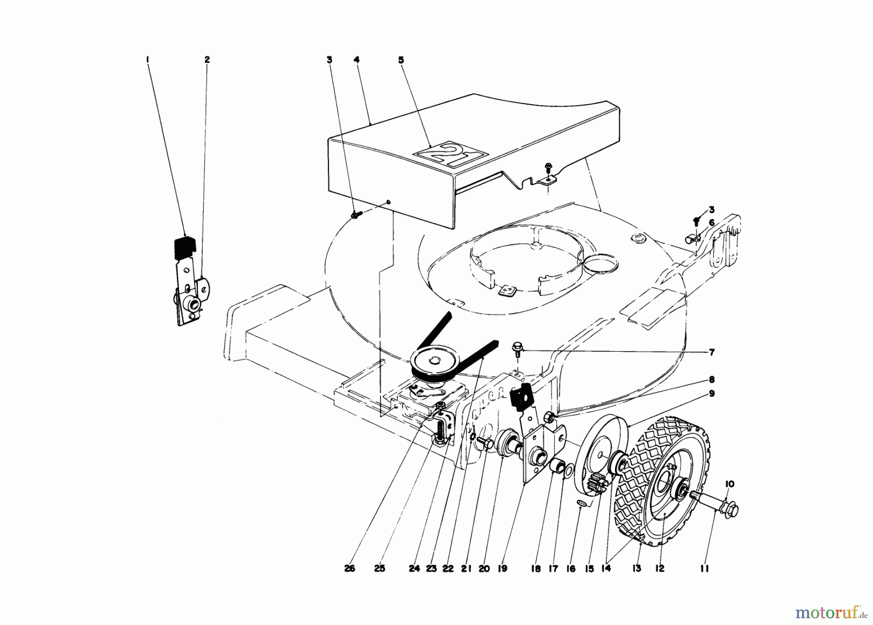  Toro Neu Mowers, Walk-Behind Seite 1 20730 - Toro Lawnmower, 1978 (8000001-8999999) FRONT WHEEL AND PIVOT ARM ASSEMBLY